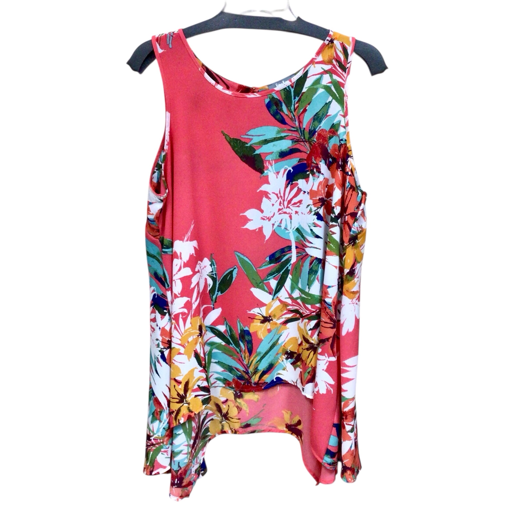 Neimann Marcus Pink Tropical Sleeveless Top Size Large