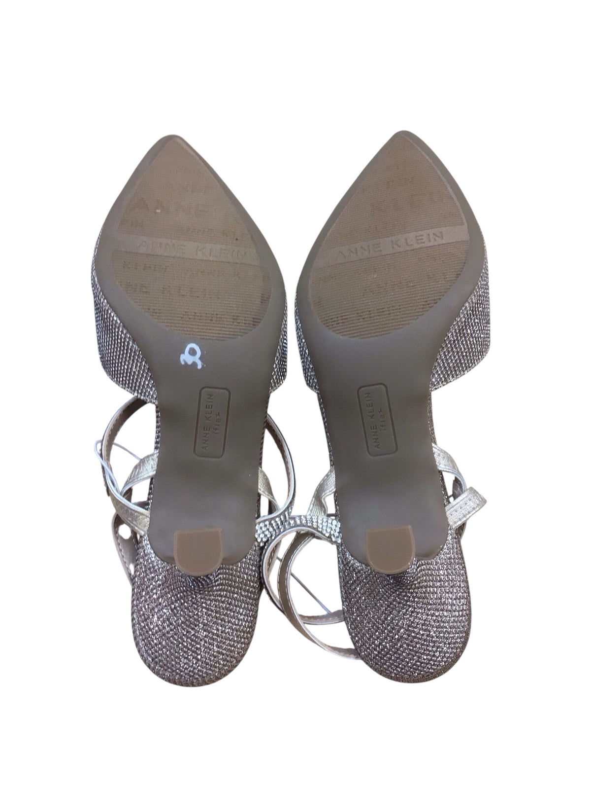 Anne Klein "AKFancy" iflex Platinum Rhinestone Slingback Heels Size 9.5