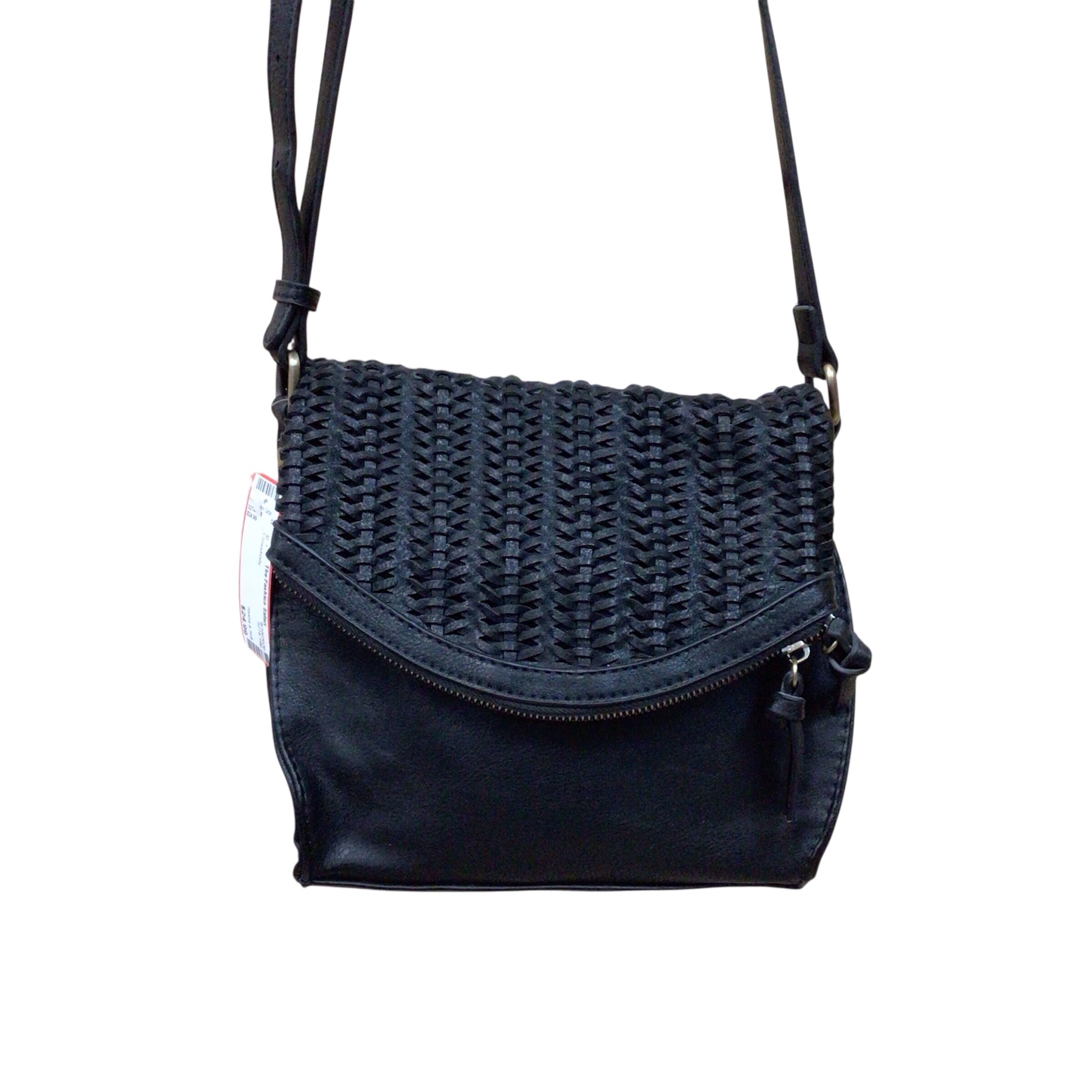 Sasha & Sofi Faux Leather Black Woven Crossbody