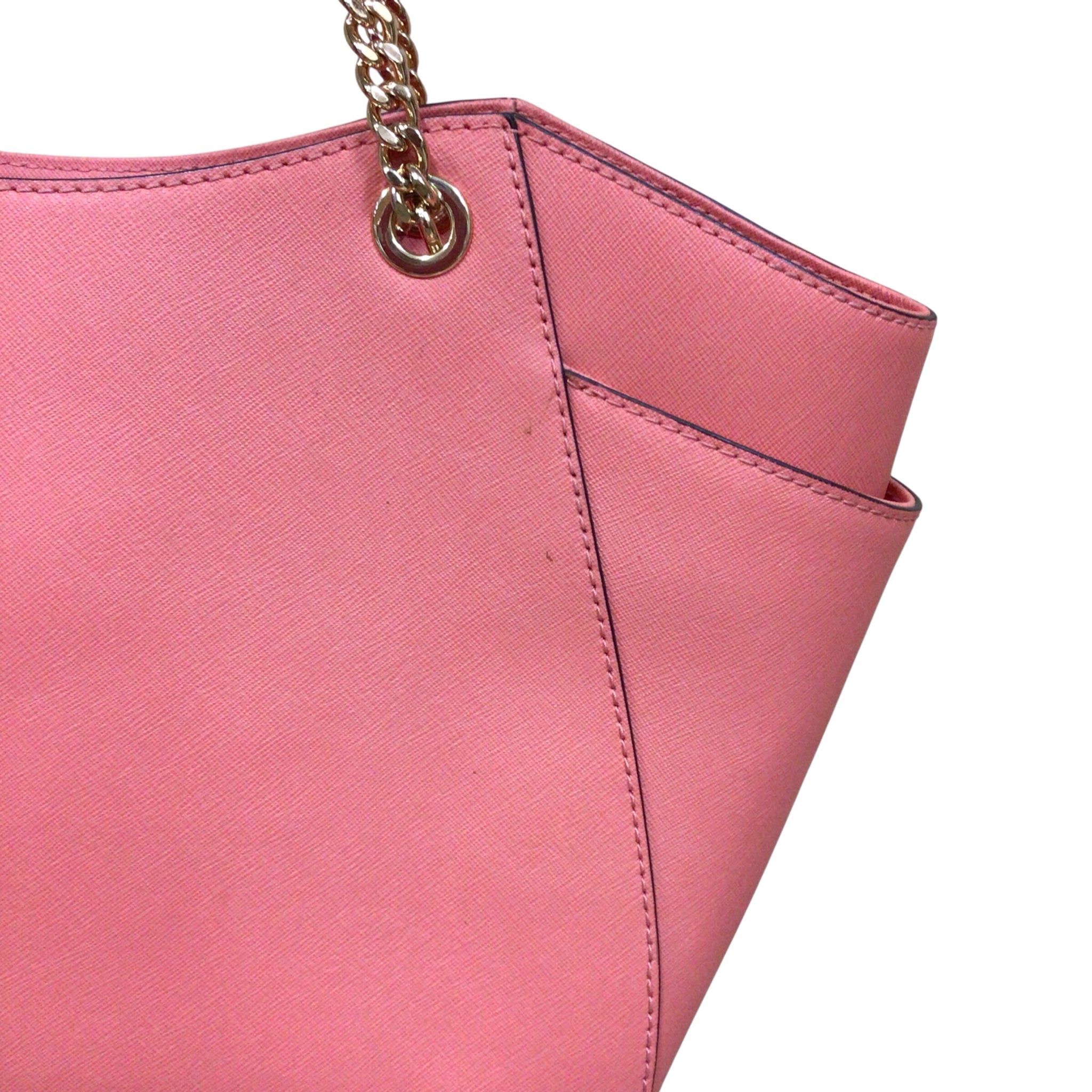 Michael Kors Jet Set Large Coral Saffiano Leather Shoulder Bag Tote