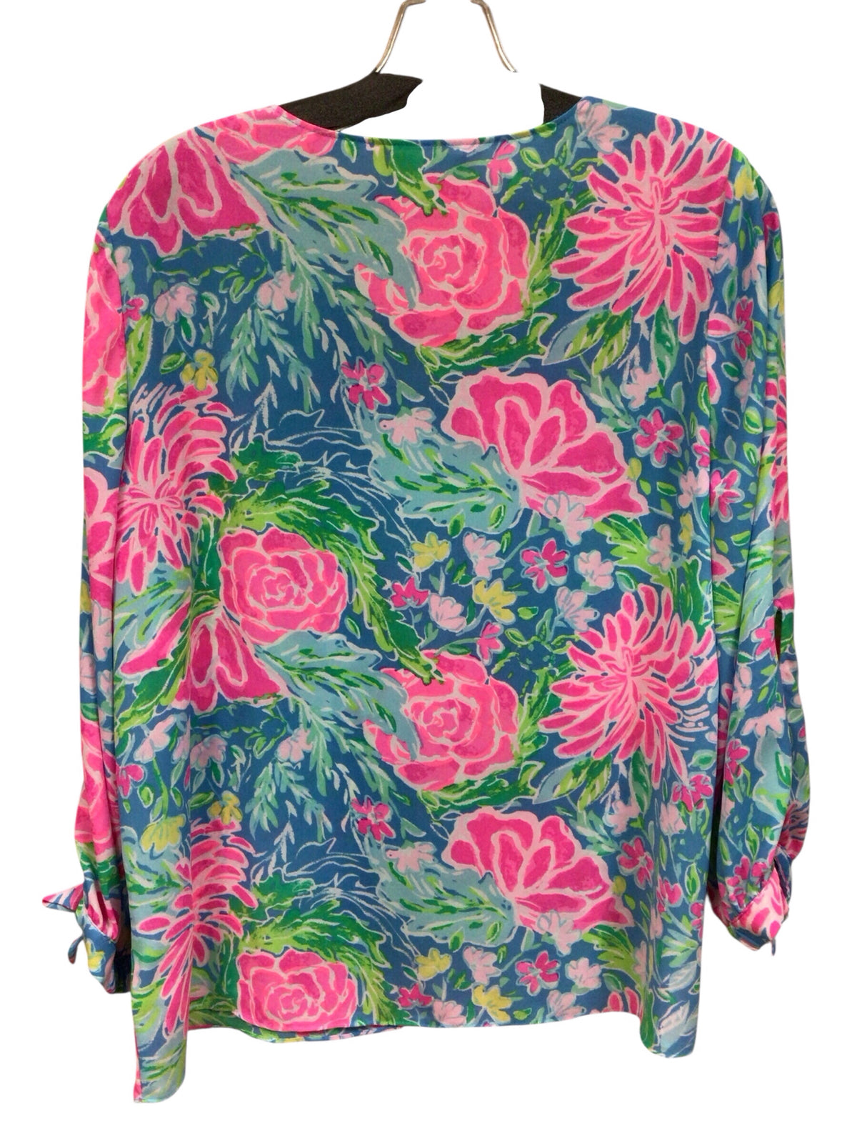 Lilly Pulitzer "Elsa" Long Sleeve Silk Blouse Size Medium