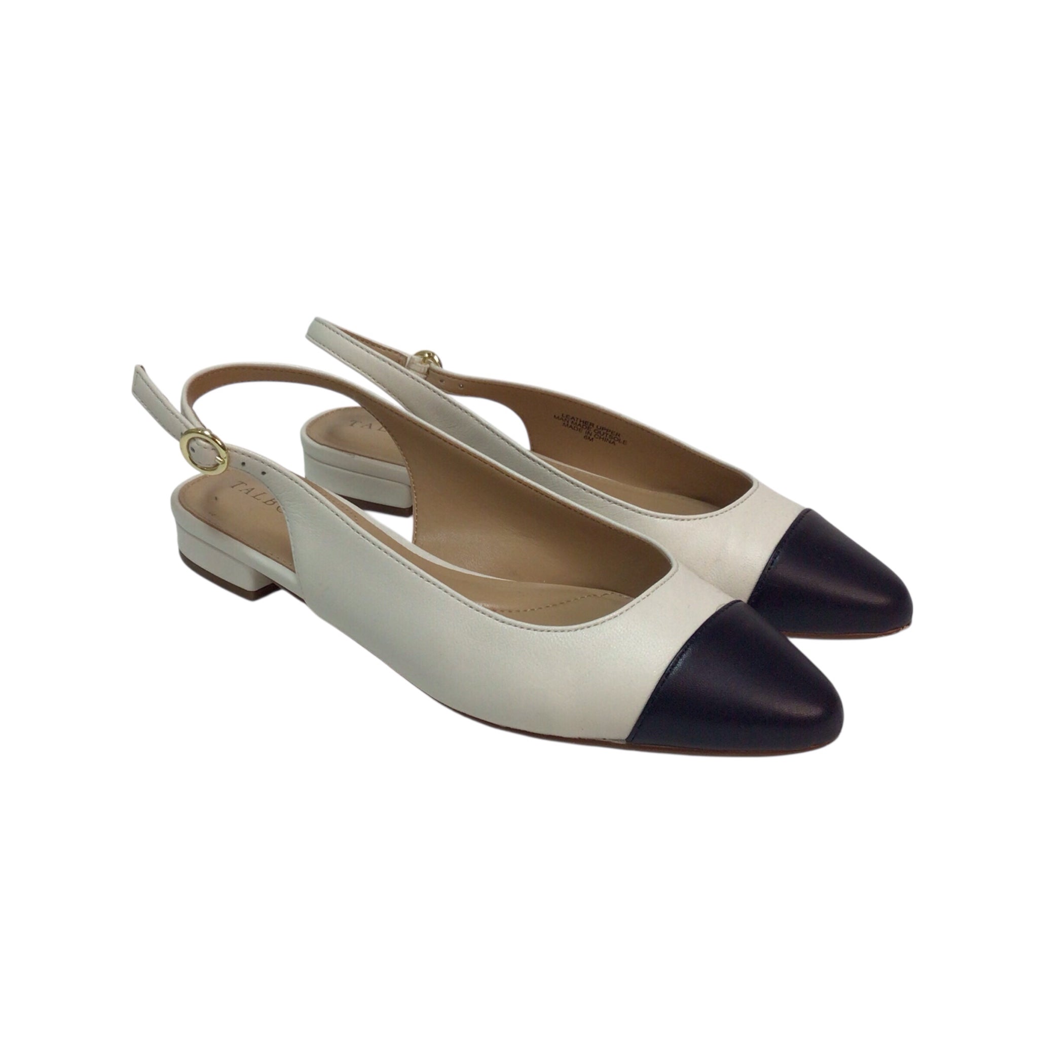 Talbots Sylvie 45 Cream/Black Flats Size 6M