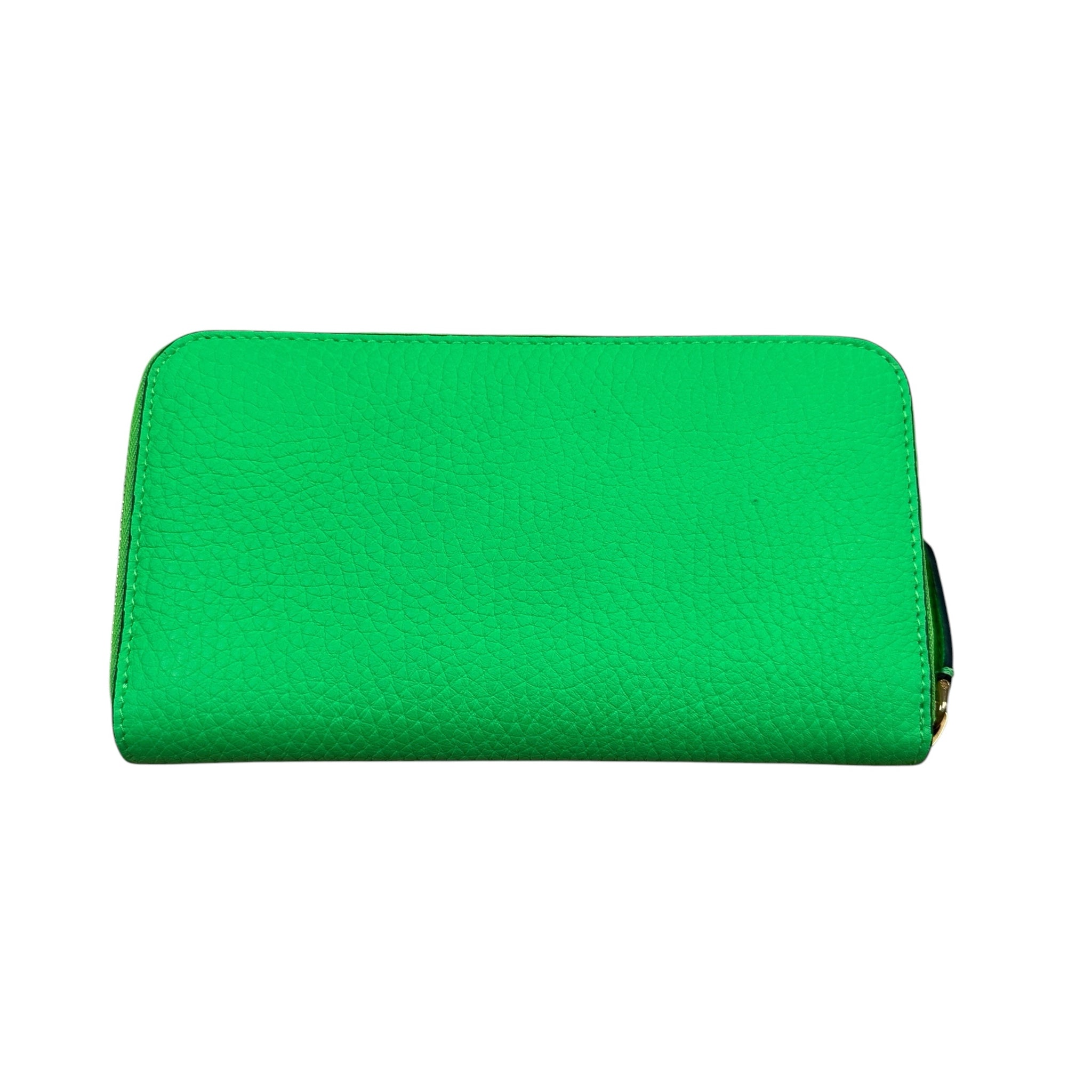 Burberry Bright Green Zip Around Grained Leather Wallet