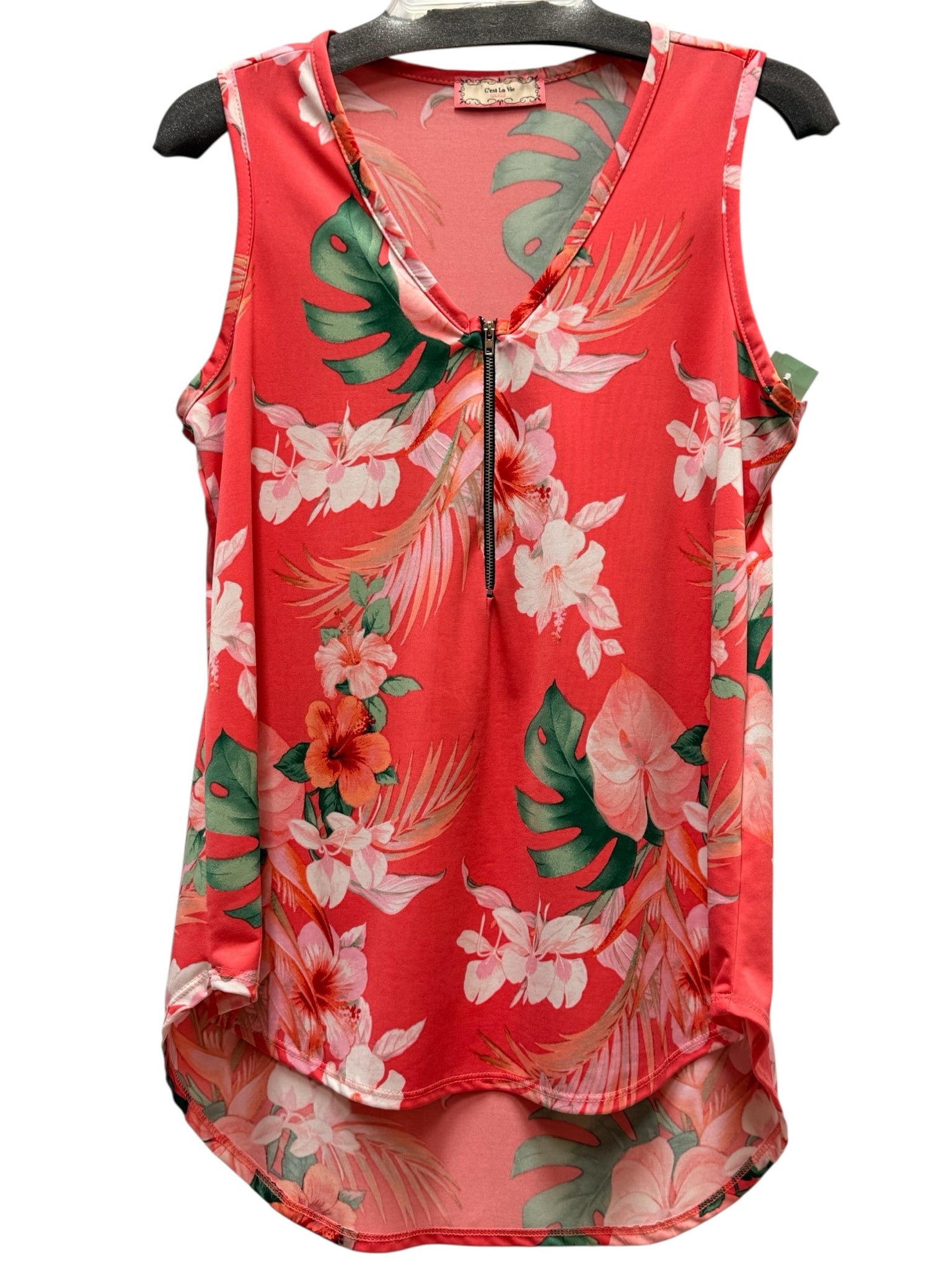 Cest La Vie Pink Floral Sleeveless Top Size Large