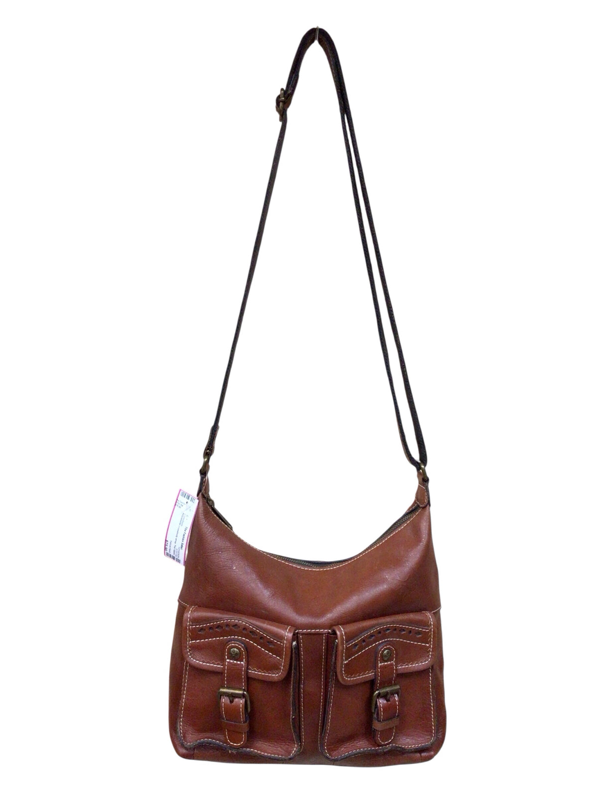 Patricia Nash Large Brown Italian Distressed Leather Crossbody Bag