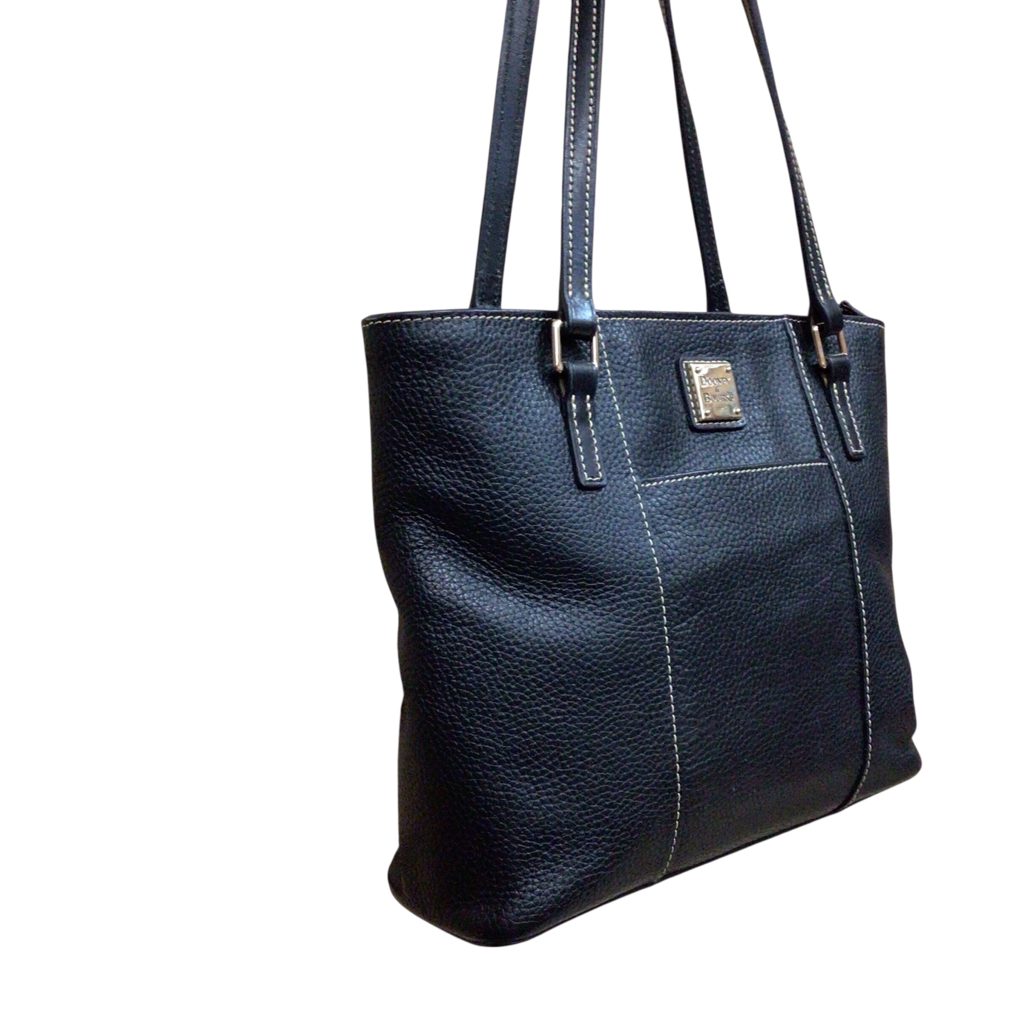 Dooney & Bourke Black Pebbled Leather "Lexington Shopper" Shoulder Bag