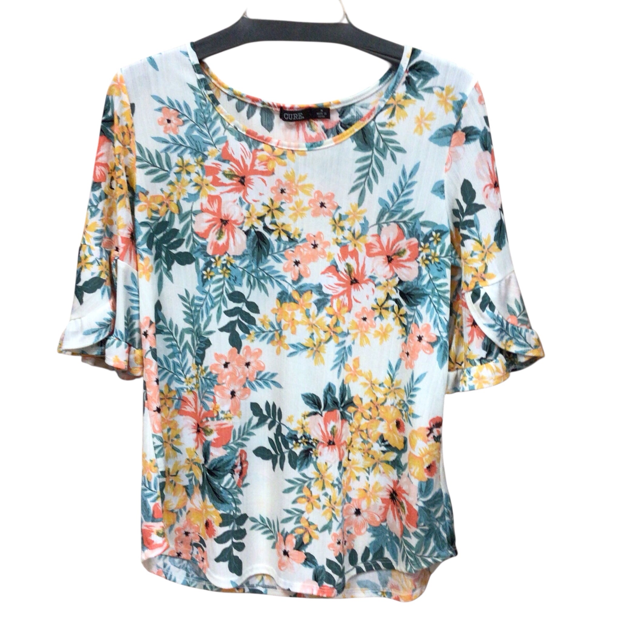 Cure Short Sleeve Floral Top Size Medium