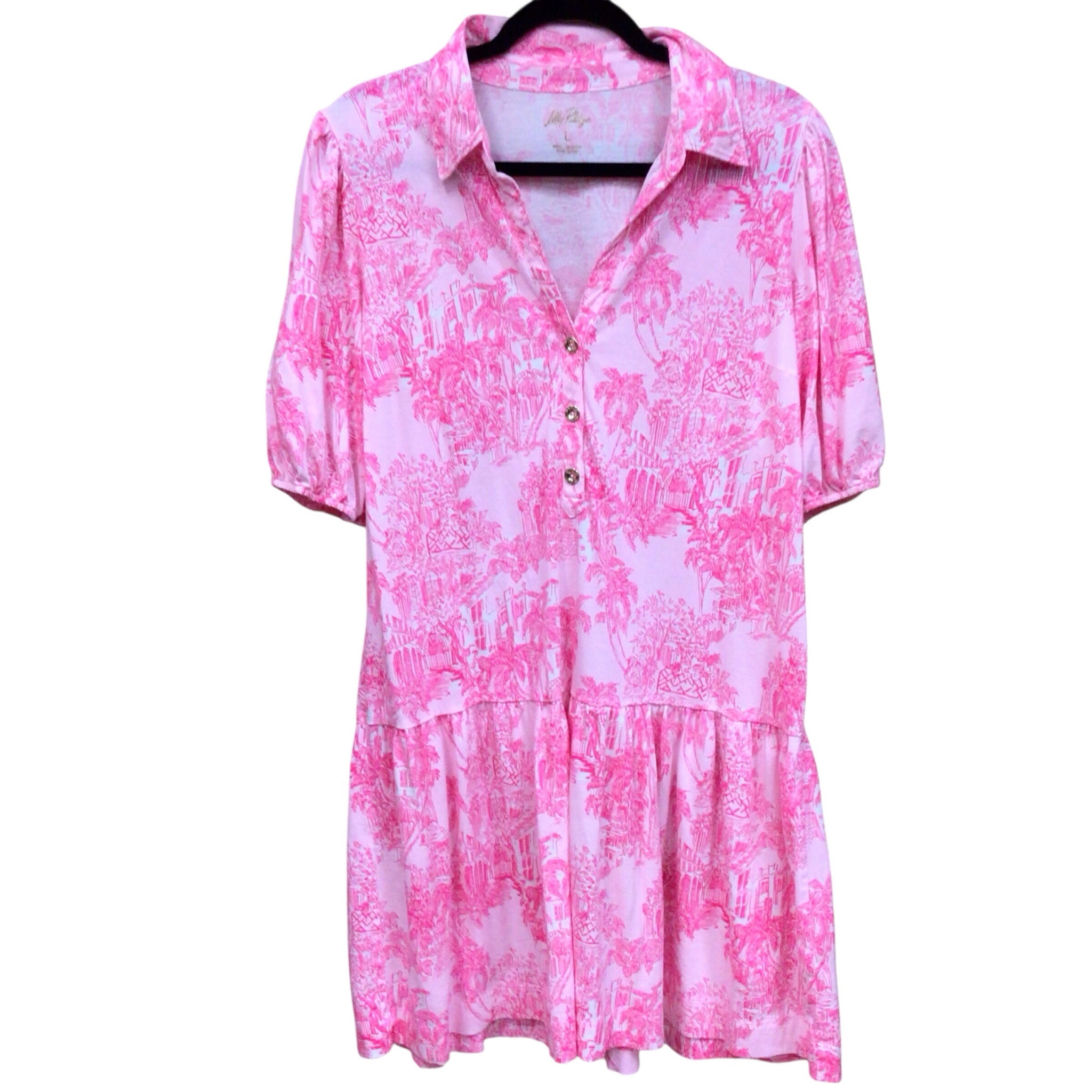 Lilly Pulitzer "Bingley Conch Shell Pink" Short Sleeve Dress Size Large