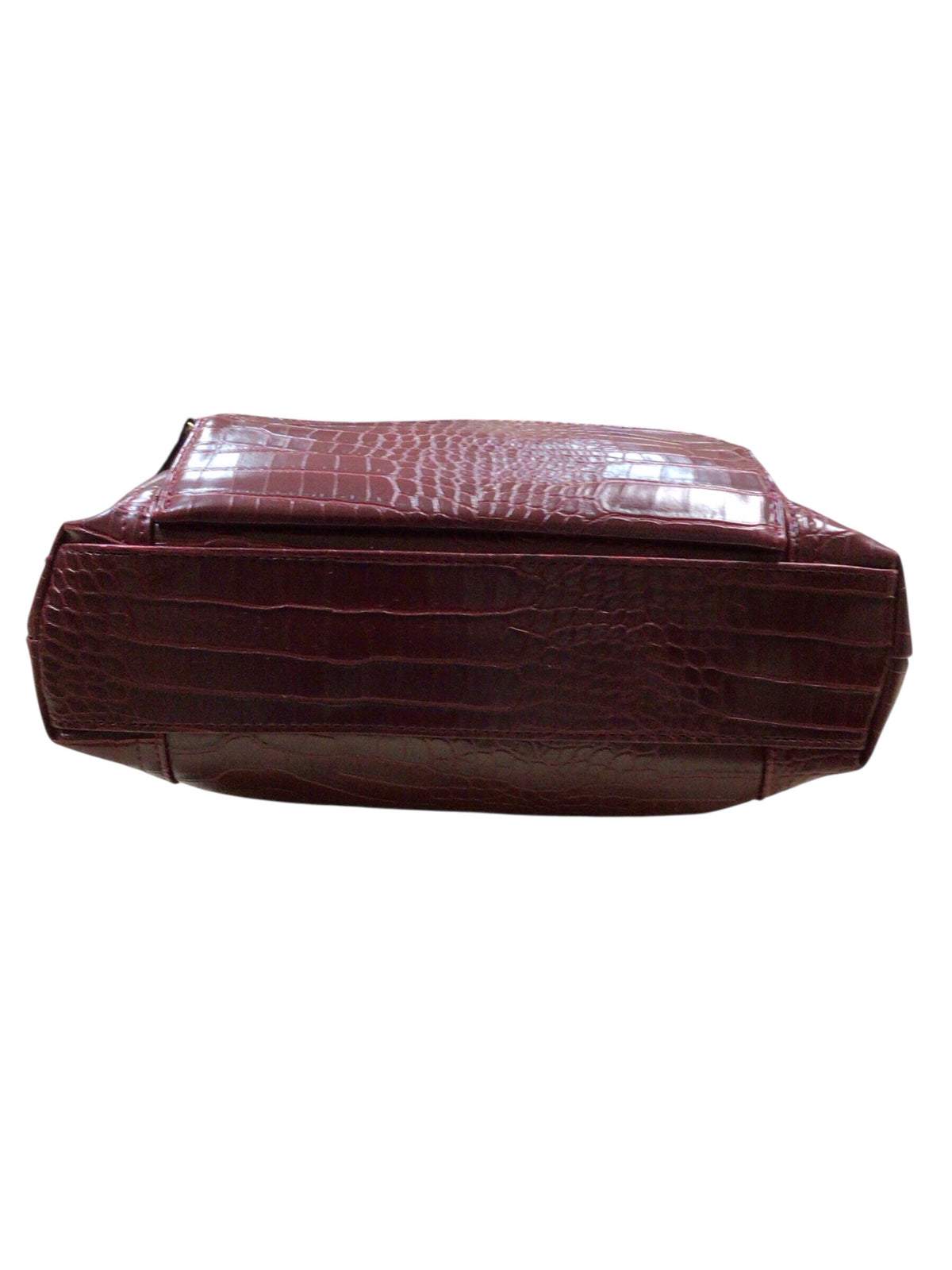 Bueno Burgundy Faux Croc-Embossed Shoulder Bag
