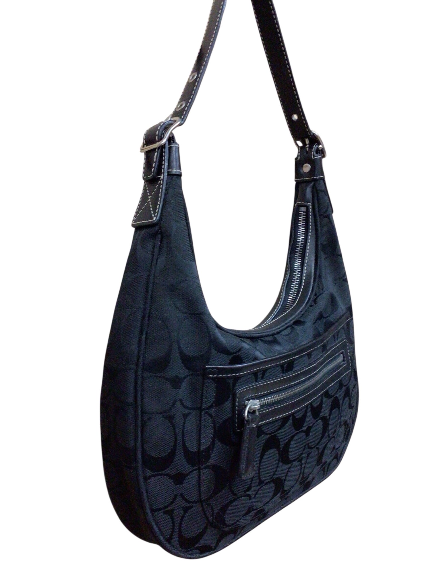 Coach 6045 Black Y2K Signature Jacquard Hobo Shoulder Bag
