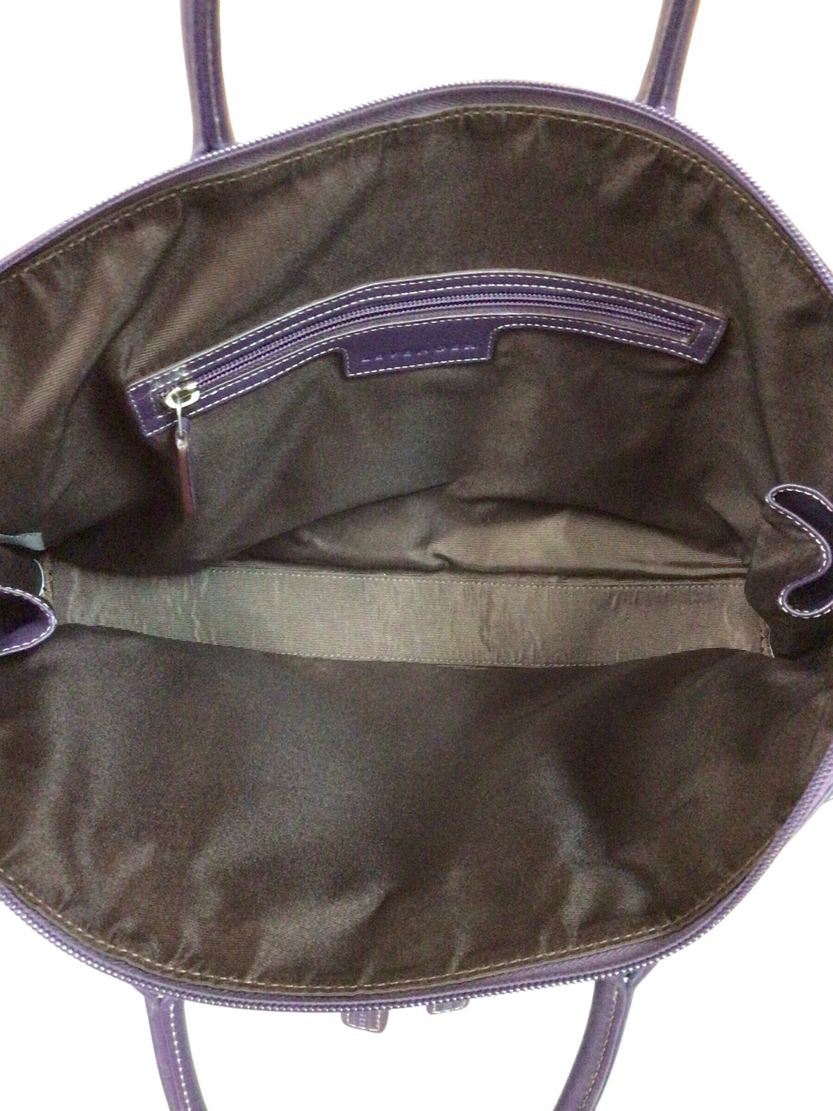 Levenger Purple Pebbled Leather Expandable Briefbag
