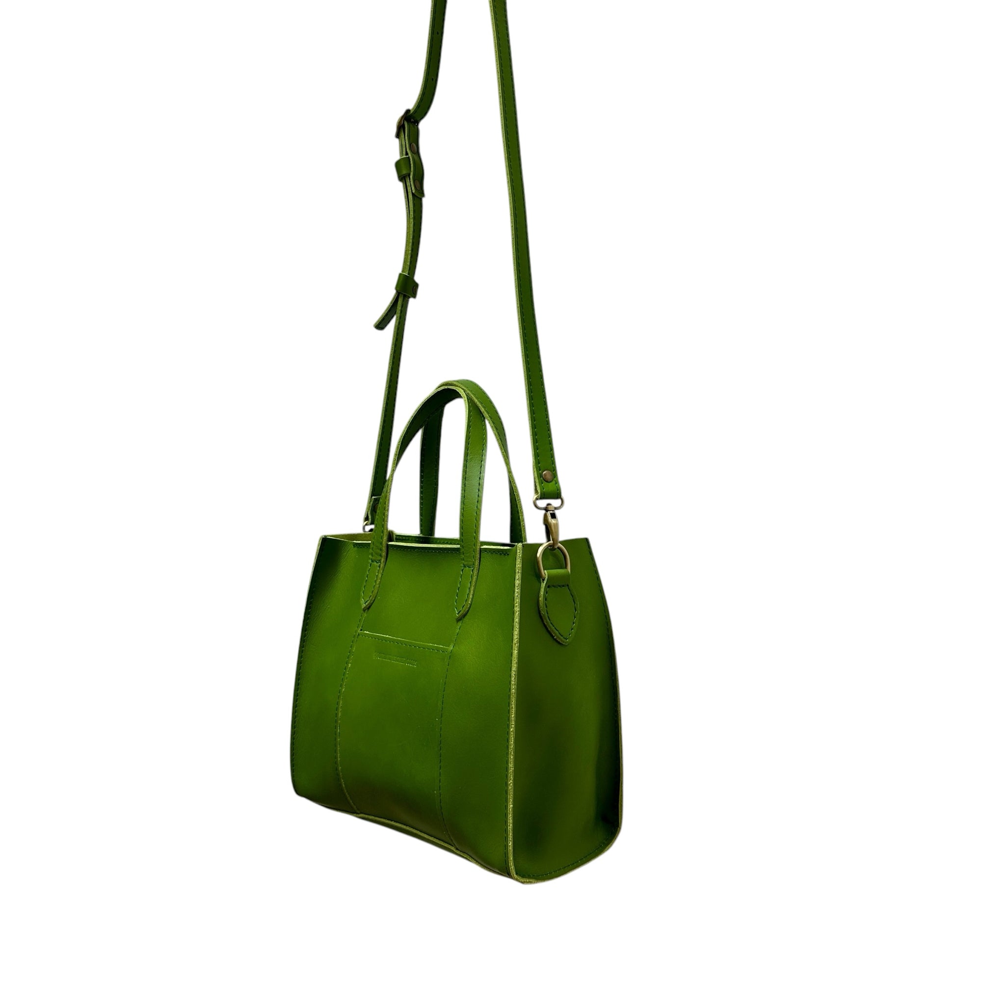 Portland Leather Green Lola Crossbody Zipper Tote Bag