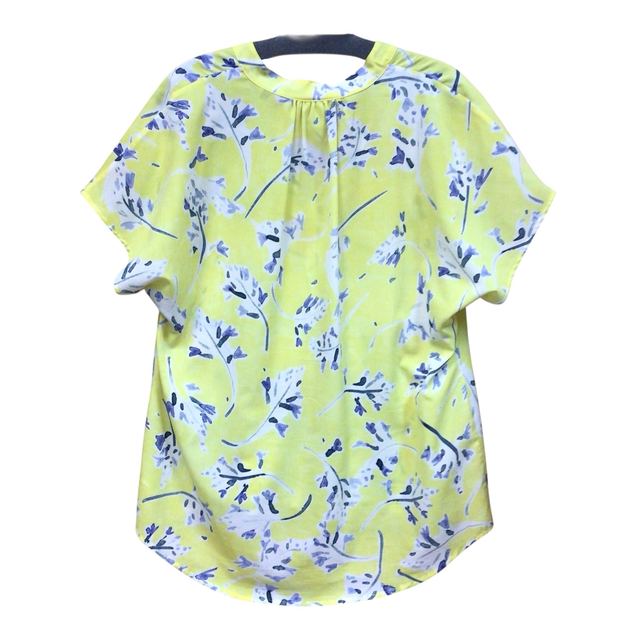 Cabi Yellow Floral Short Sleeve Top Size Medium
