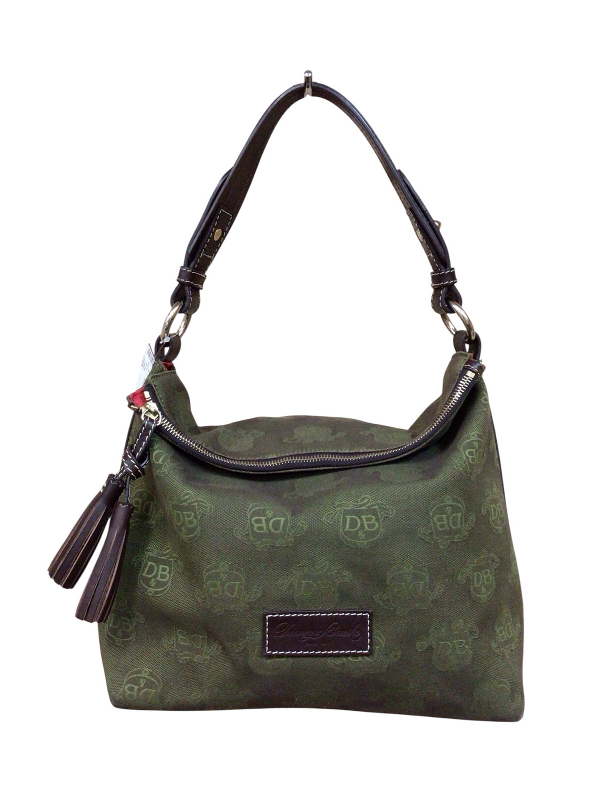 Dooney & Bourke Signature Green Canvas Hobo Satchel Bag