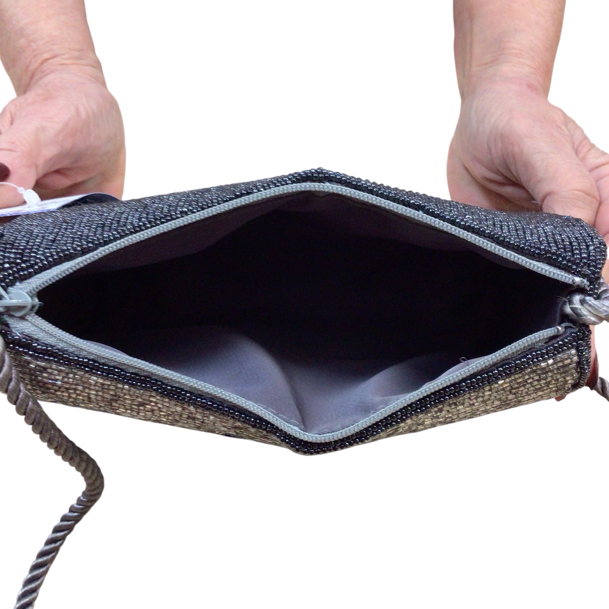 La Regale Blue Beaded Crossbody Bag