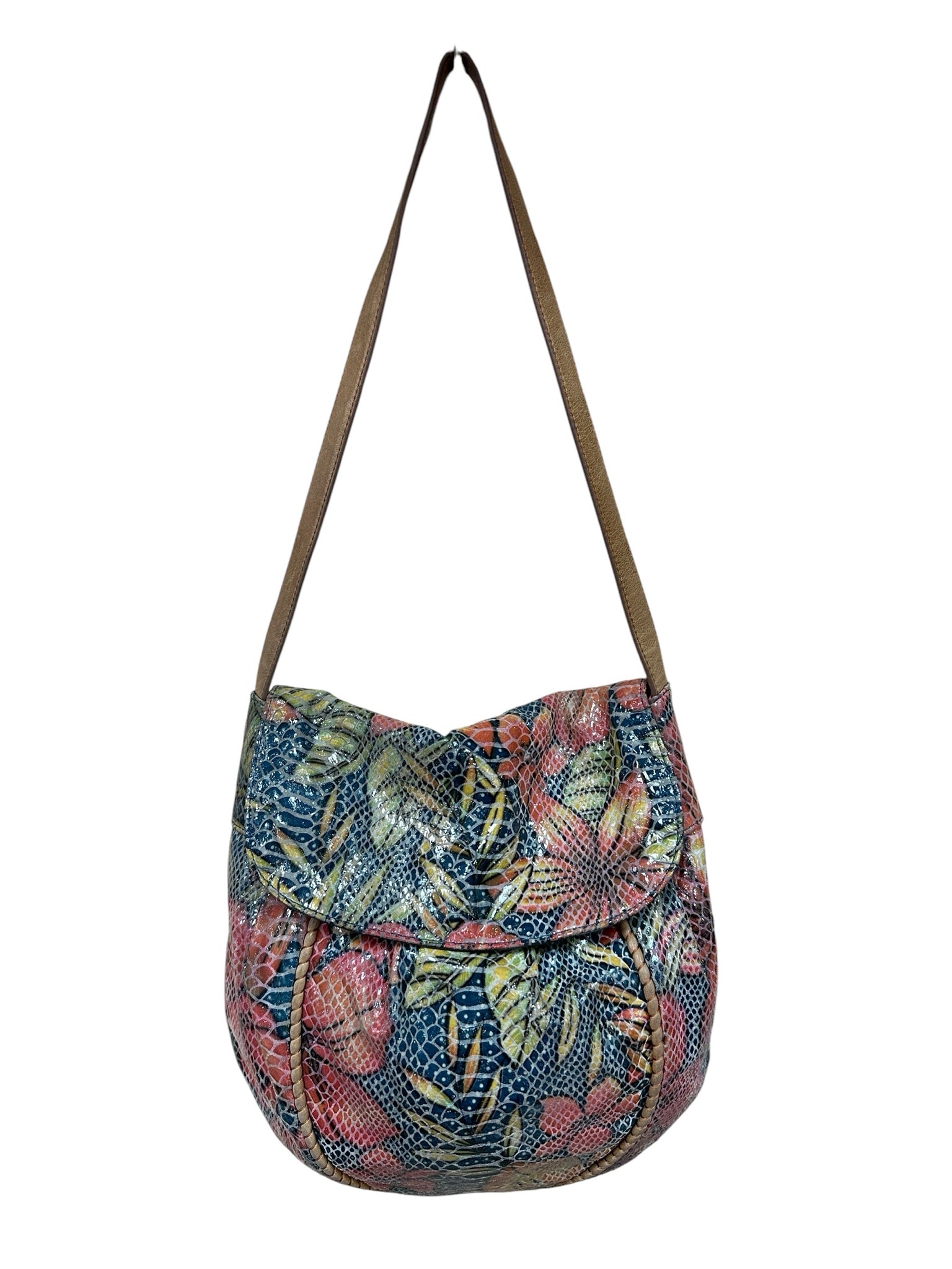 Hobo Multi-Color Floral Snake Skin Embossed Shoulder Bag