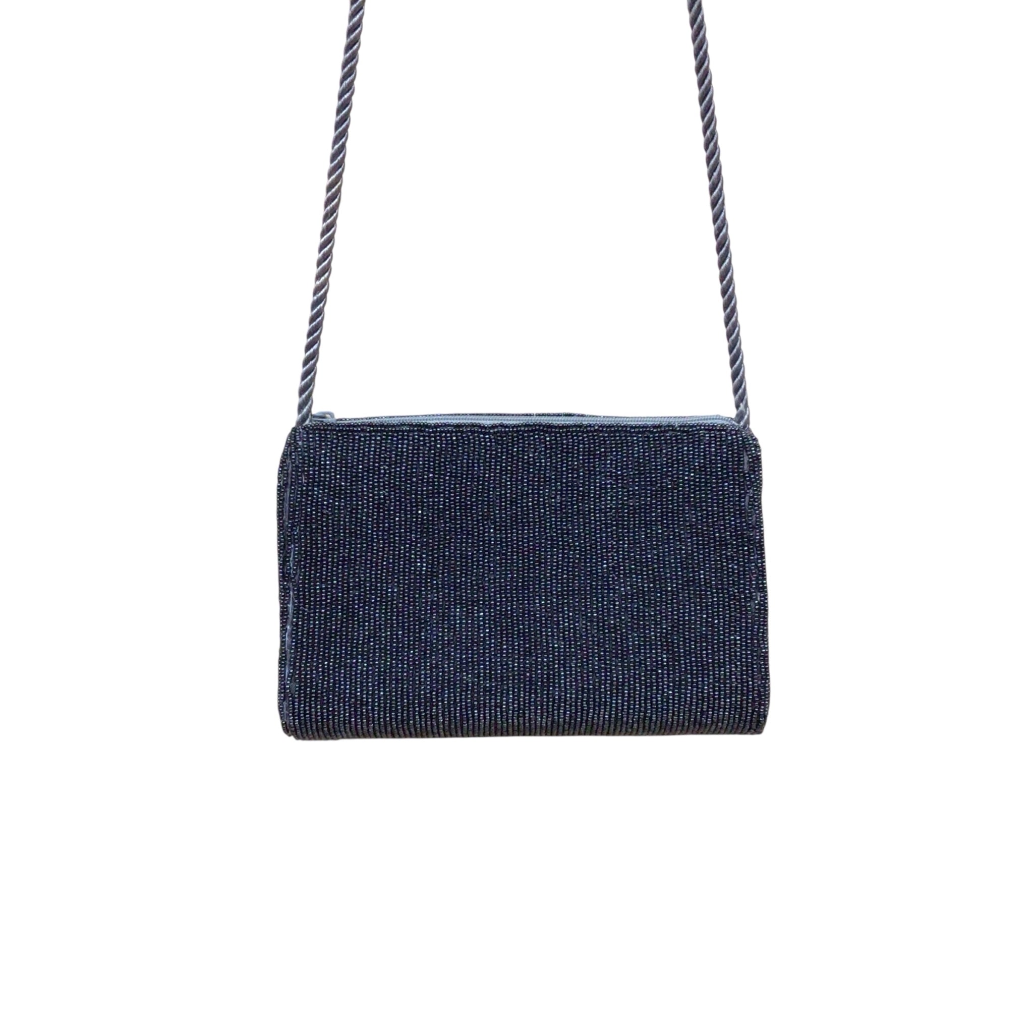 La Regale Blue Beaded Crossbody Bag