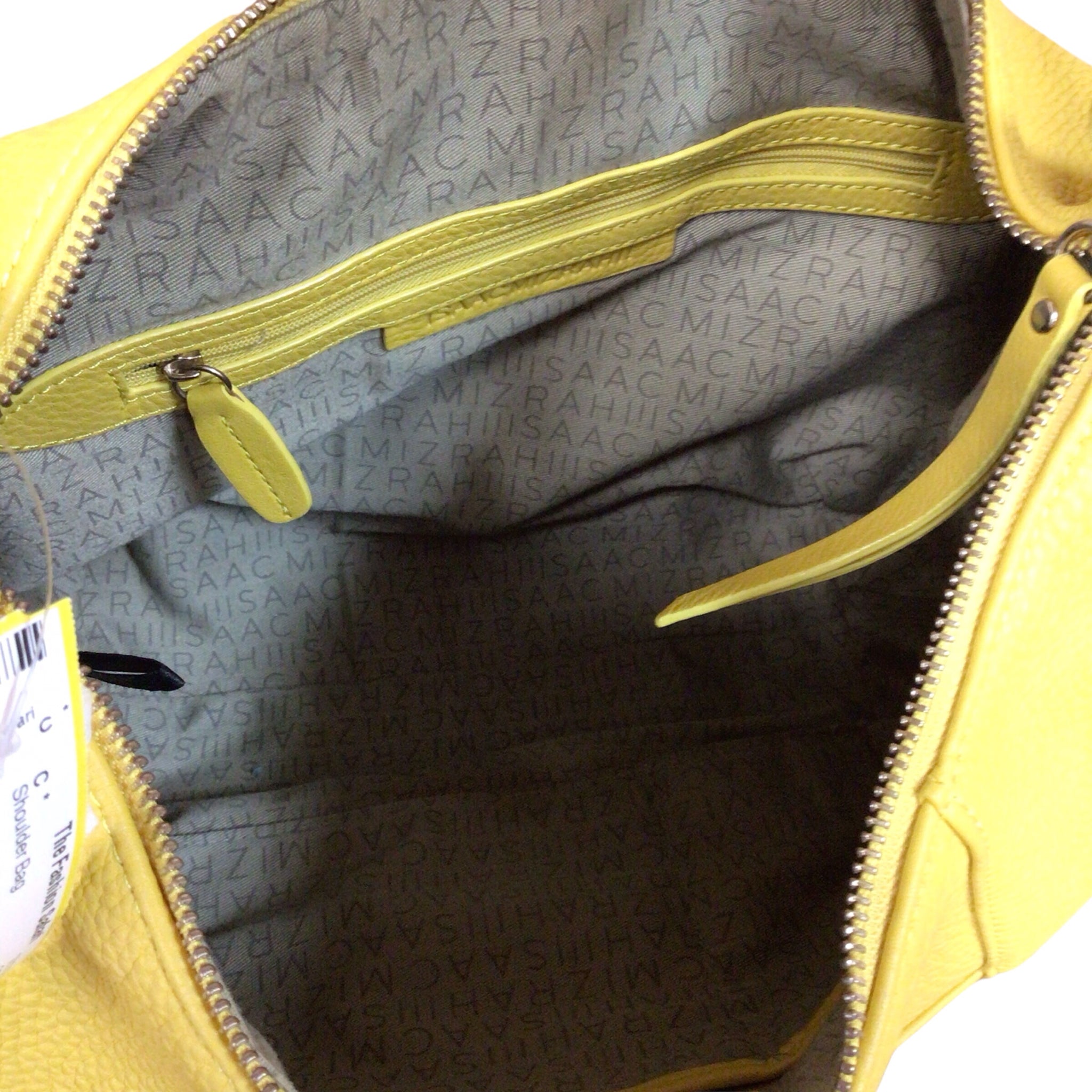 Isaac Mizrahi Yellow Pebbled Leather Hobo Shoulder Bag