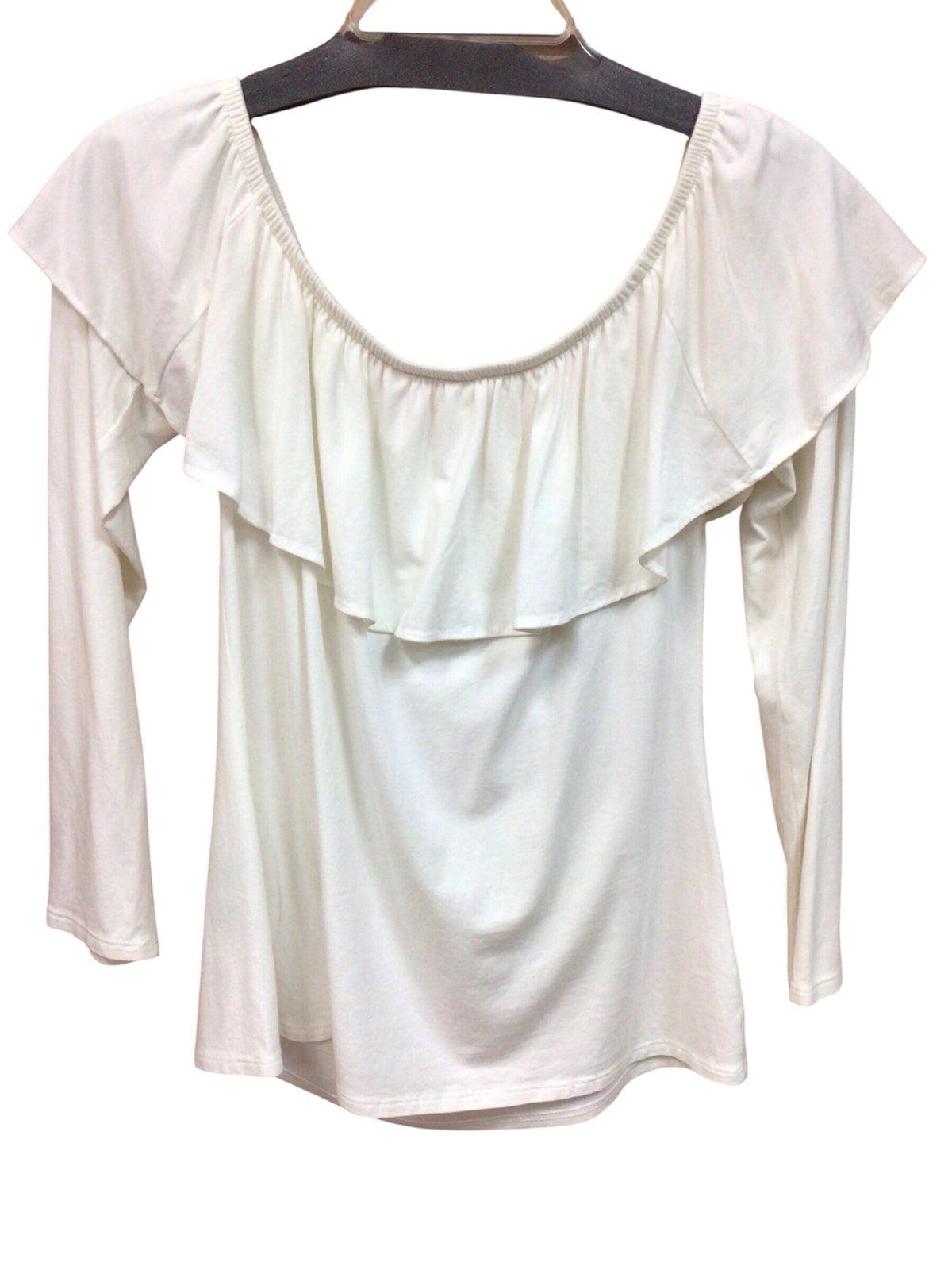 Lilly Pulitzer "Alessa" White Ruffle Knit Long Sleeve Top Size Medium