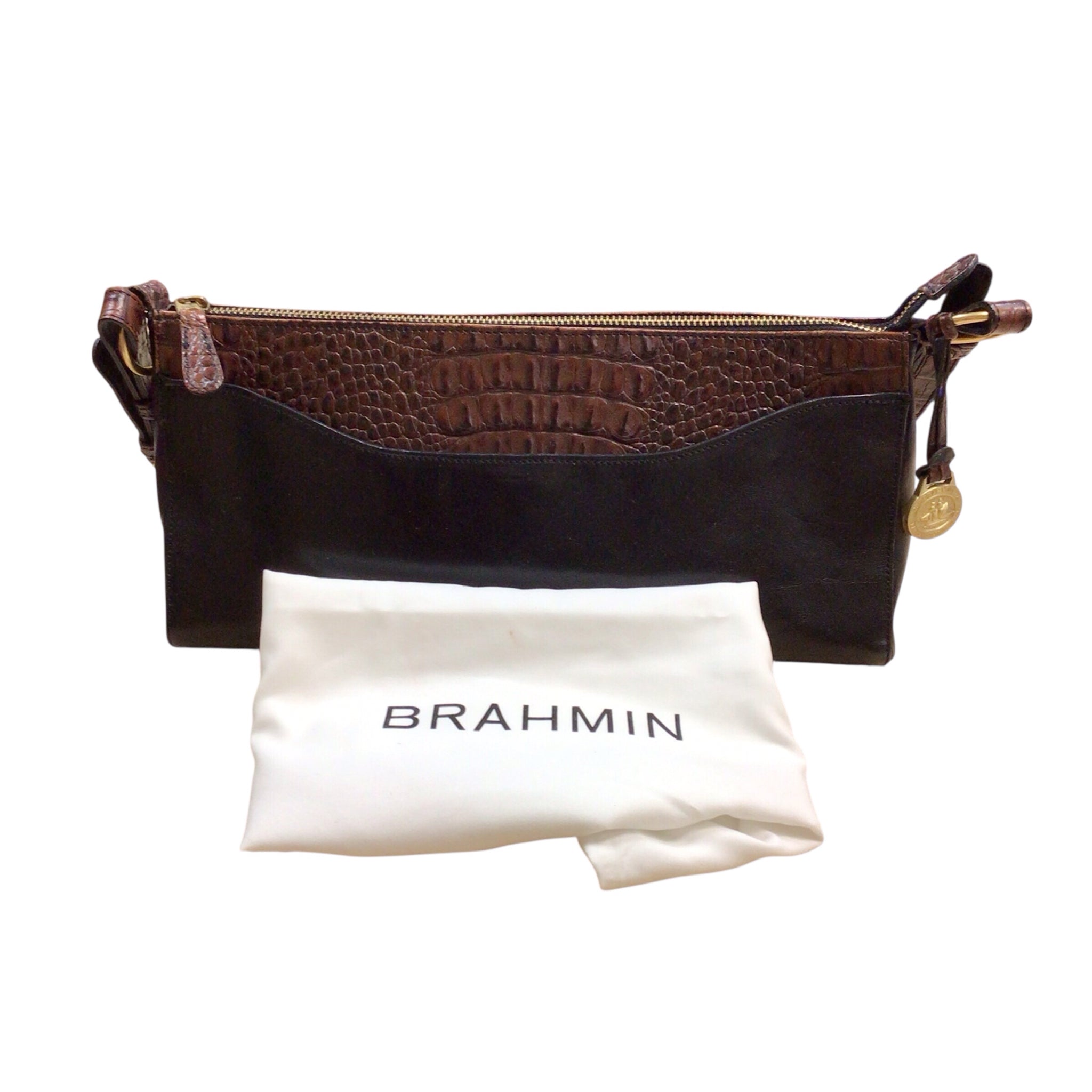 Brahmin "Marcy" Black & Brown Leather Shoulder Bag