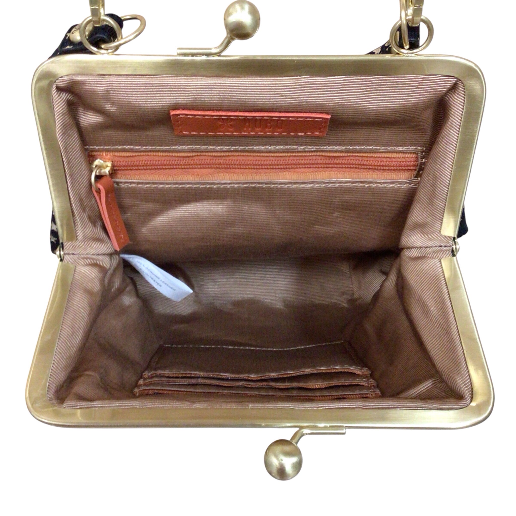 Hobo "Alba" Black & Gold Leather Satchel Crossbody Bag