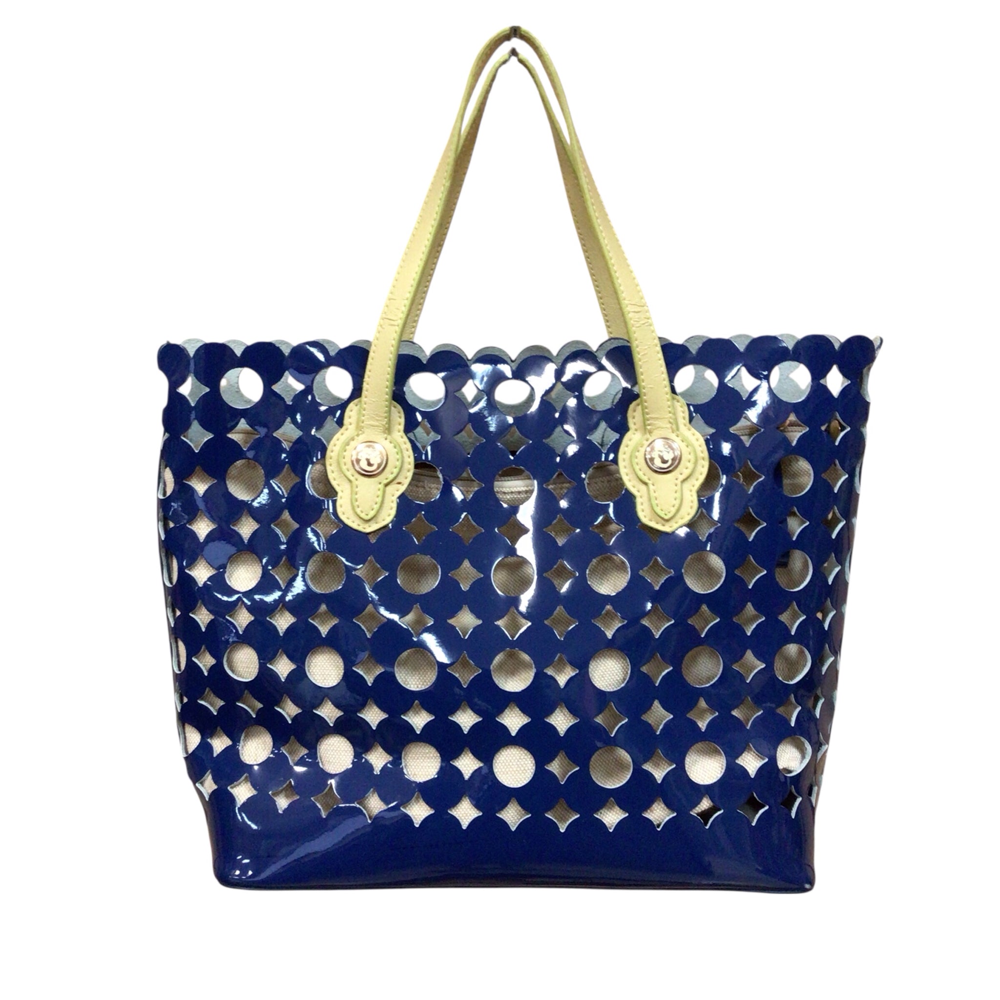 Spartina 449 "Daisy Dash" Blue Patent Leather Tote
