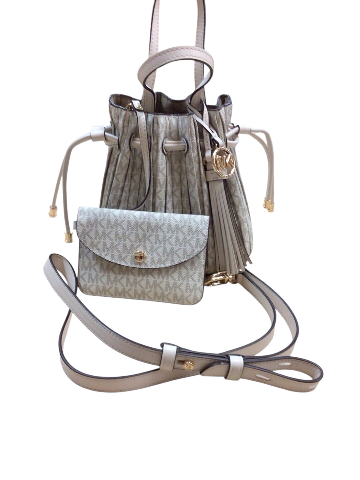 Michael Kors "Willa" Extra Small Pleated Logo Tote Crossbody Bag