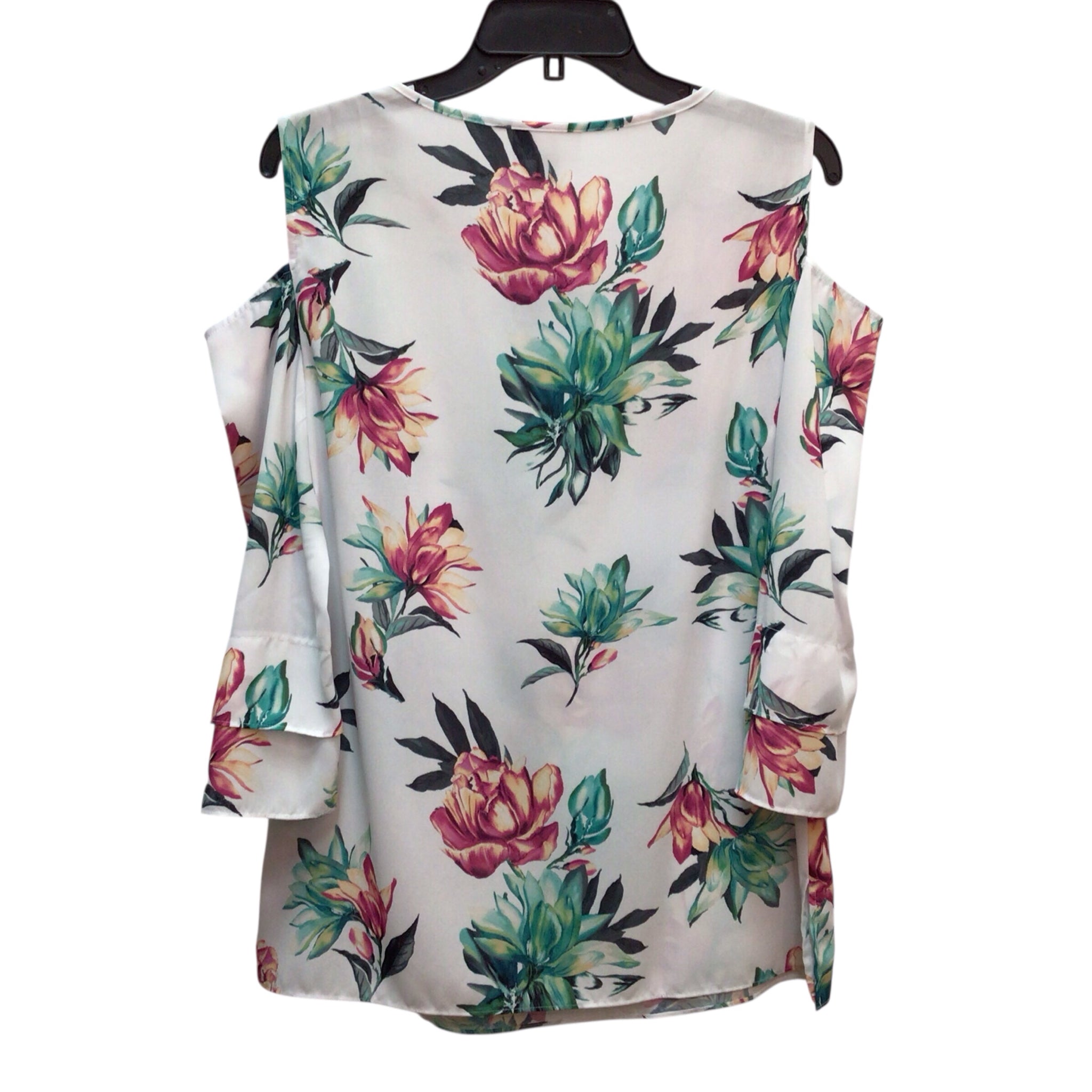 JM Collection Cold Shoulder Long Sleeve Top Size M