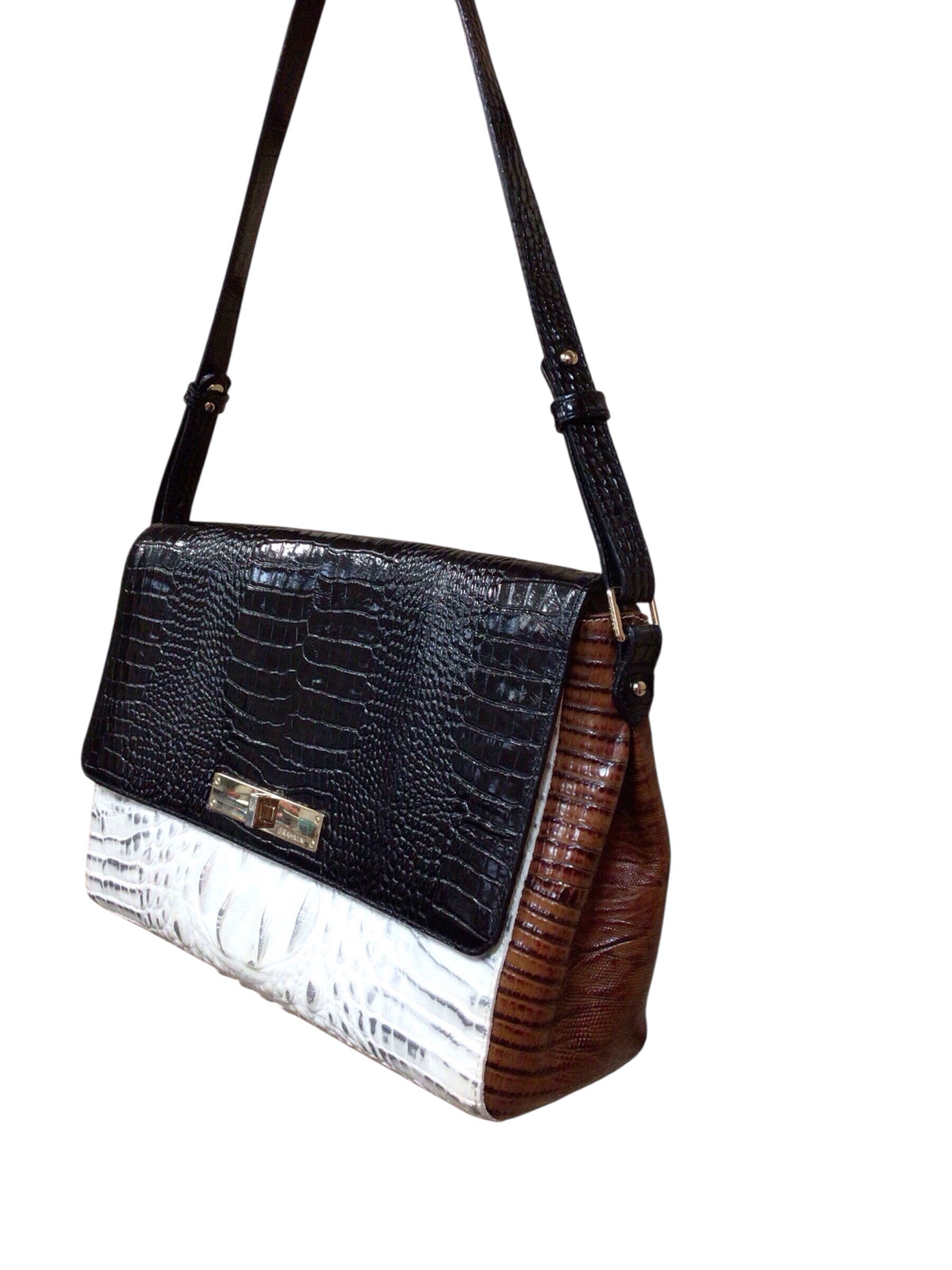 Brahmin "Thea" Croc-Embossed "Halo Amado" Leather Shoulder Bag