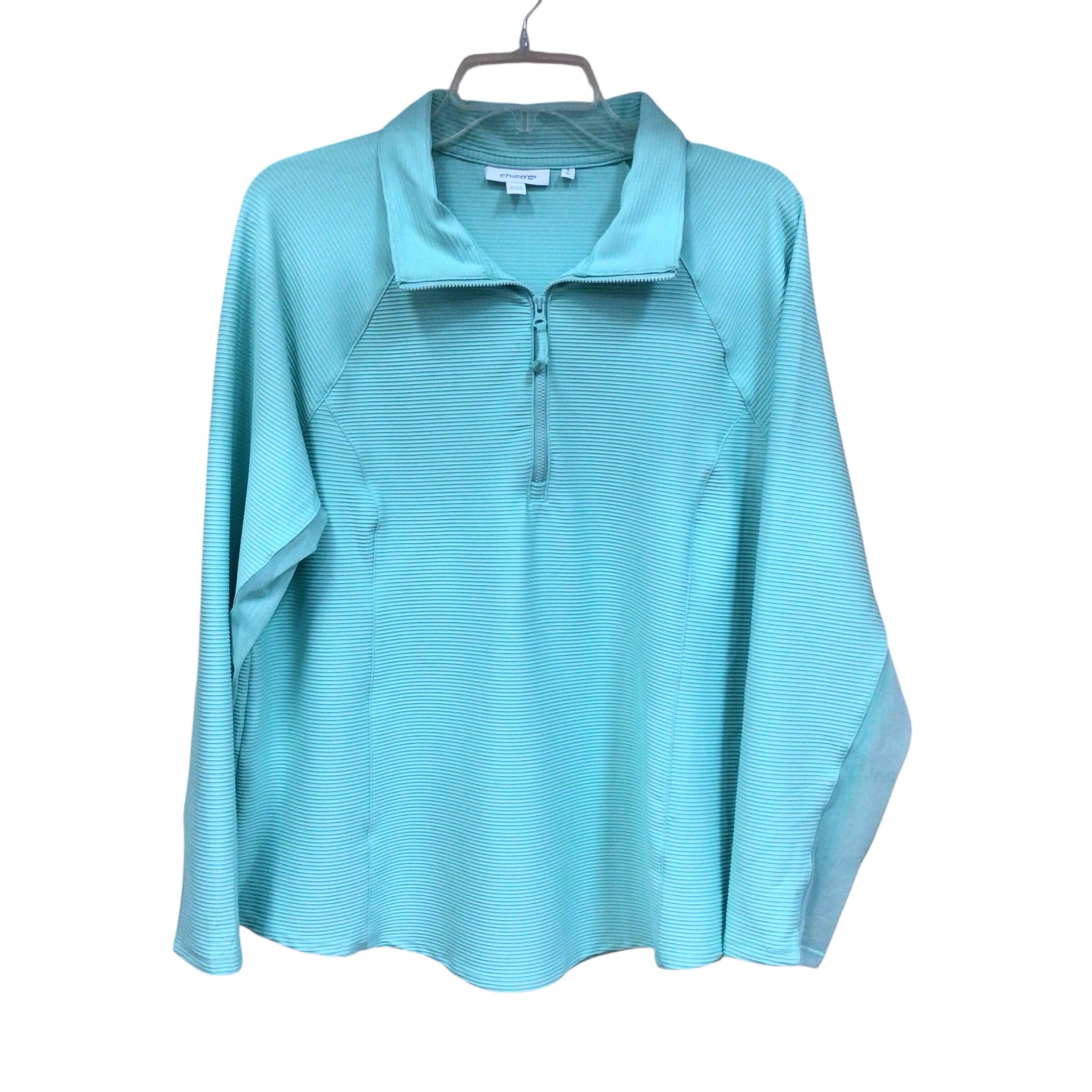 Chico's "Mint" Long Sleeve 1/4 Zip Up Top Size XL NWT