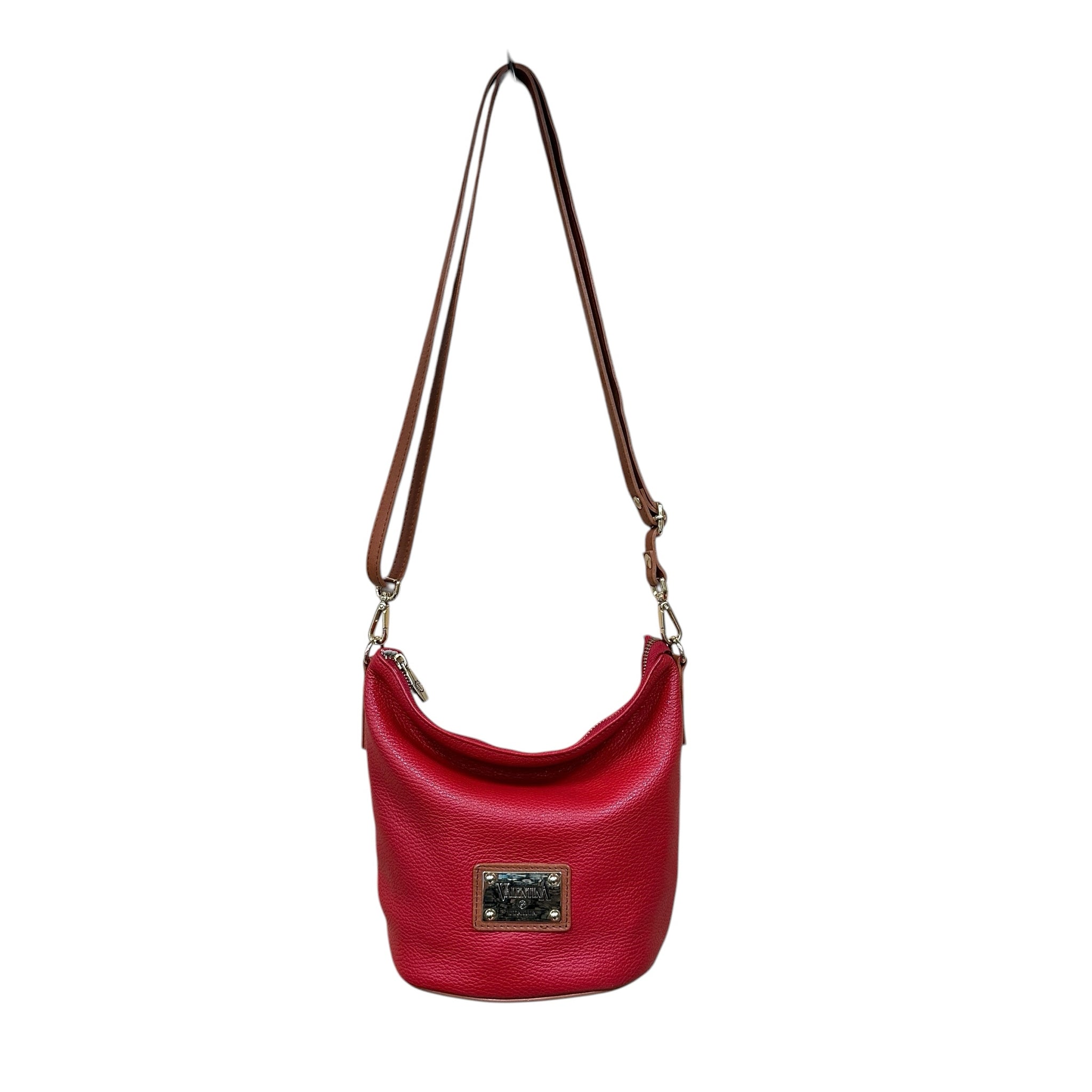 Valentina Red Italian Leather Crossbody Bag
