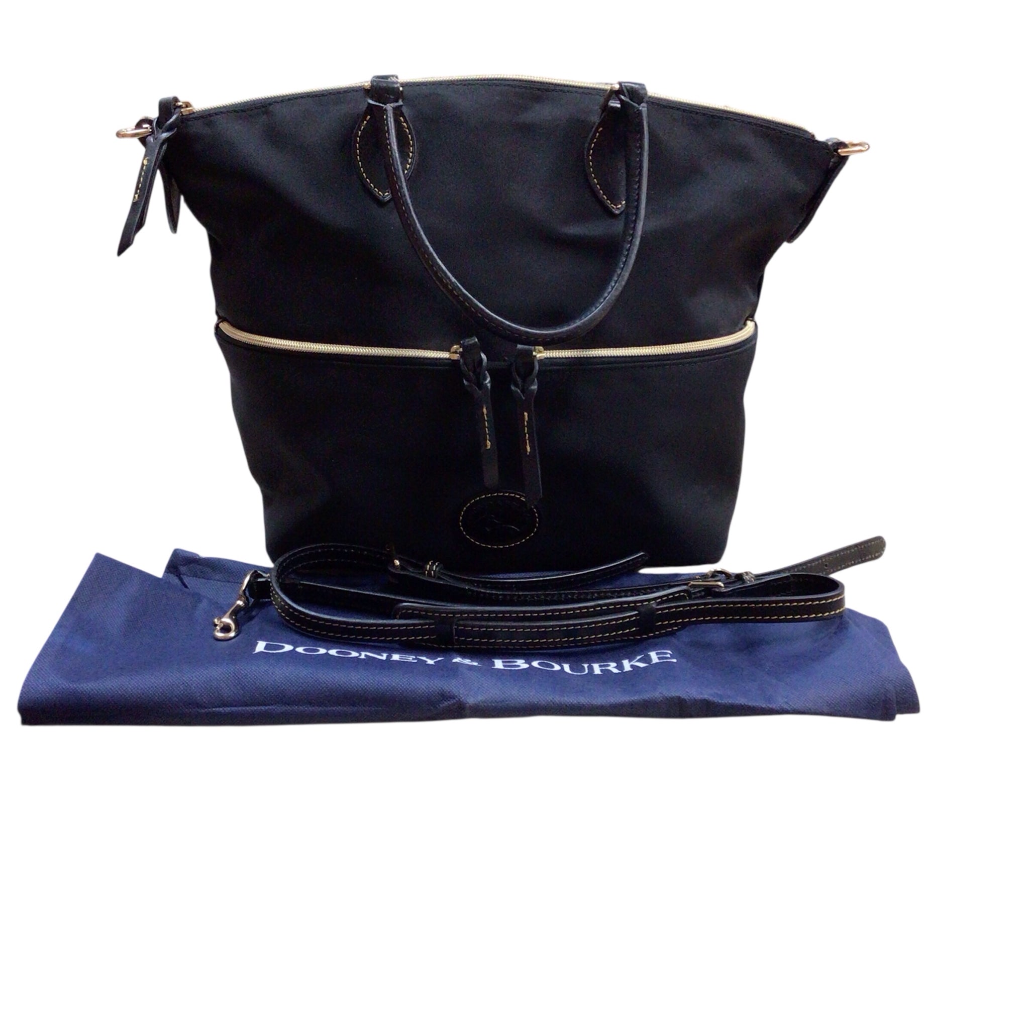 Dooney & Bourke Black Nylon Large Pocket Satchel Crossbody Shoulder Bag