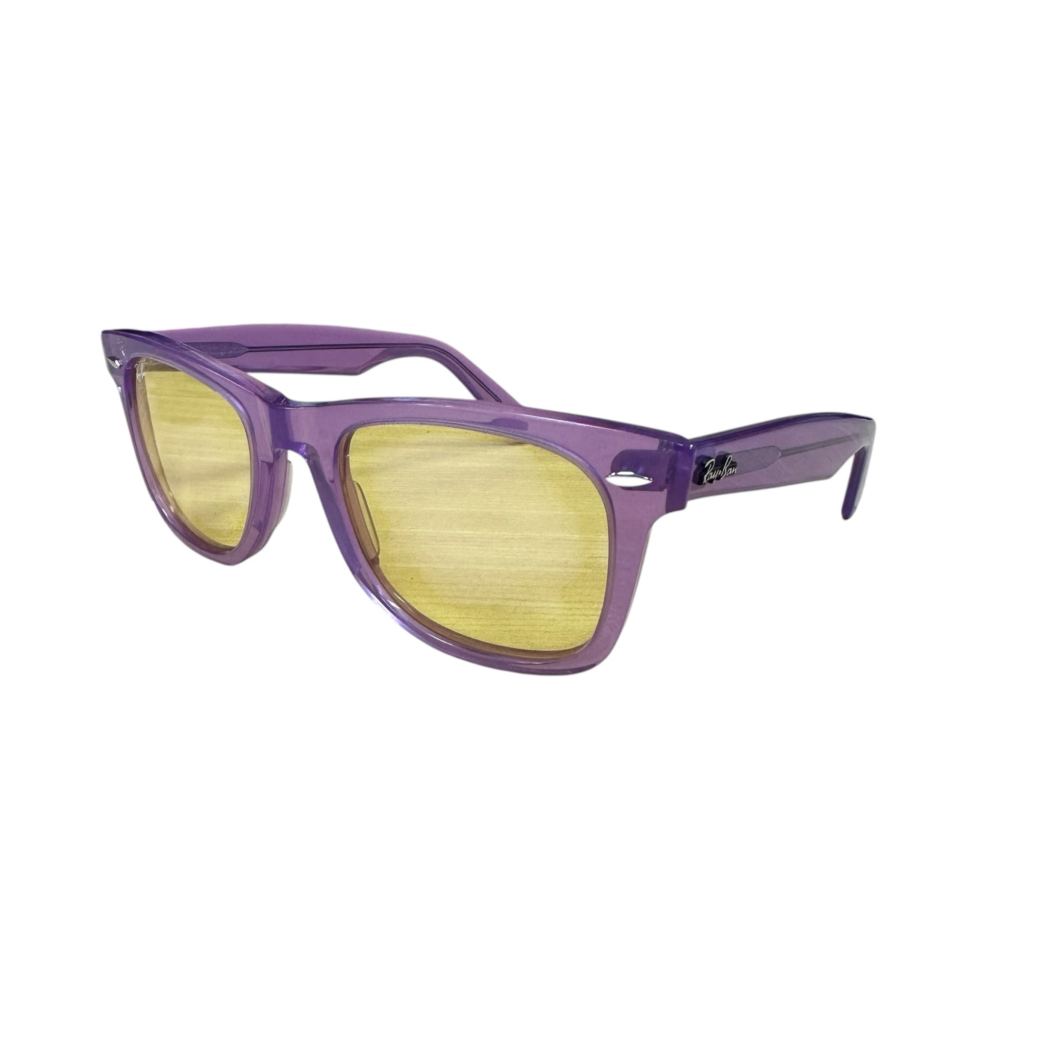 Ray Ban "Wayfarer" Colorblock RB2140 Transparent Violet Sunglasses