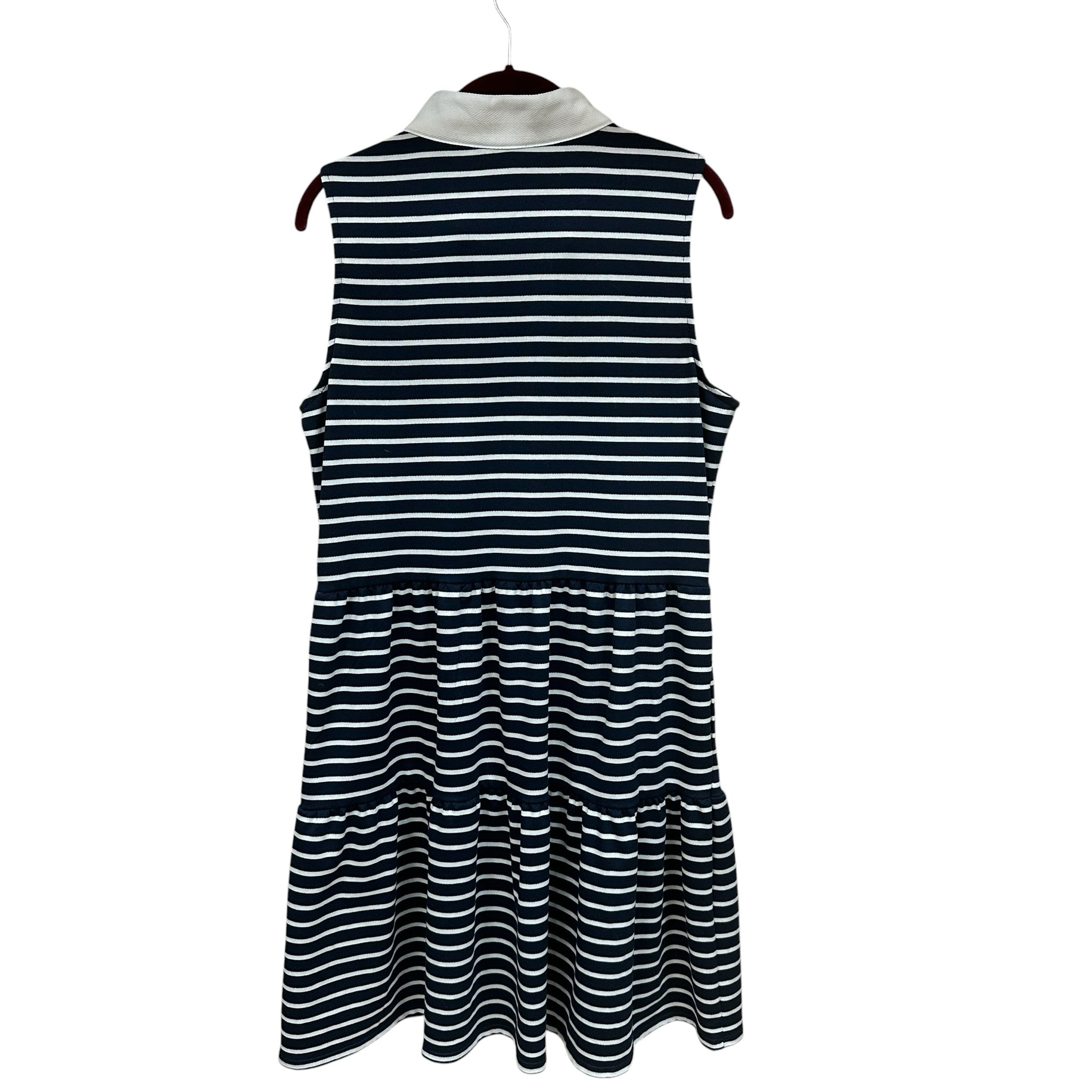 Nautica Size Medium V-Neck Striped Navy White Dress