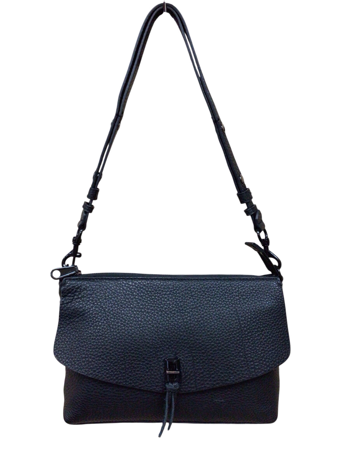 Rebecca Minkhoff "Darren" Black Pebbled Leather Shoulder Bag