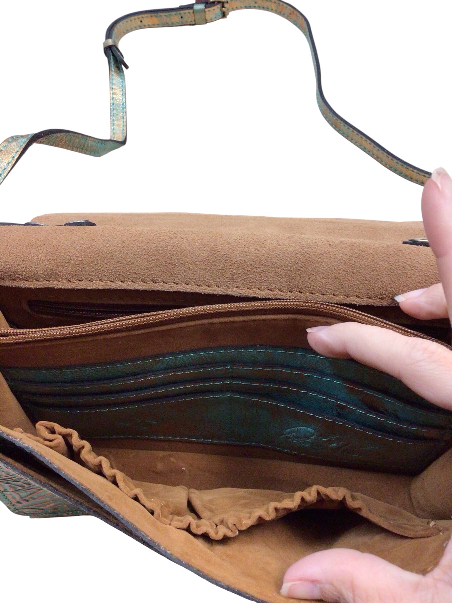 Patricia Nash "Lanza Organizer" Pastel Turquoise Crossbody Bag