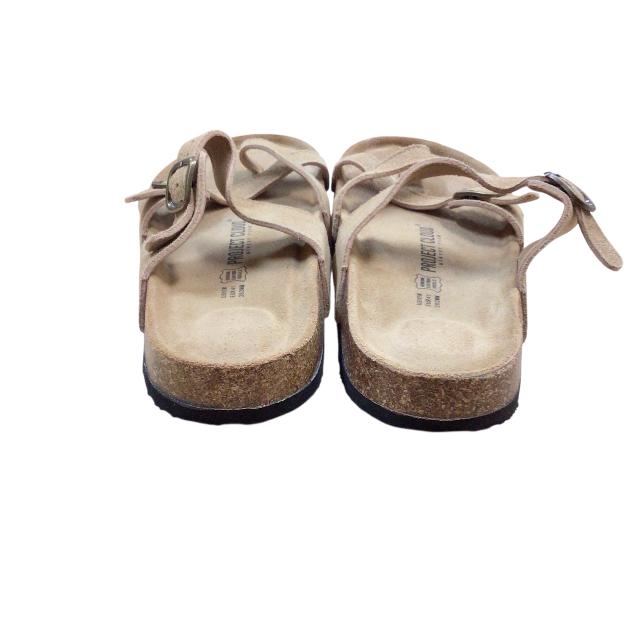 Project Cloud "Lian" Leather & Suede Tan Sandals Size 10W