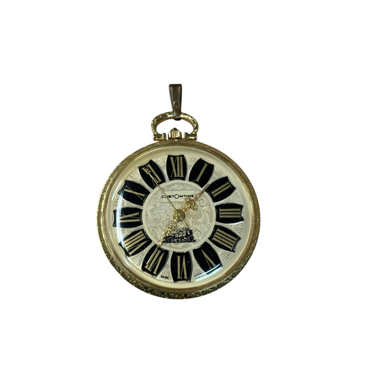 Vintage Customtime Gold-Tone Mechanical Pendant/Pocket Watch