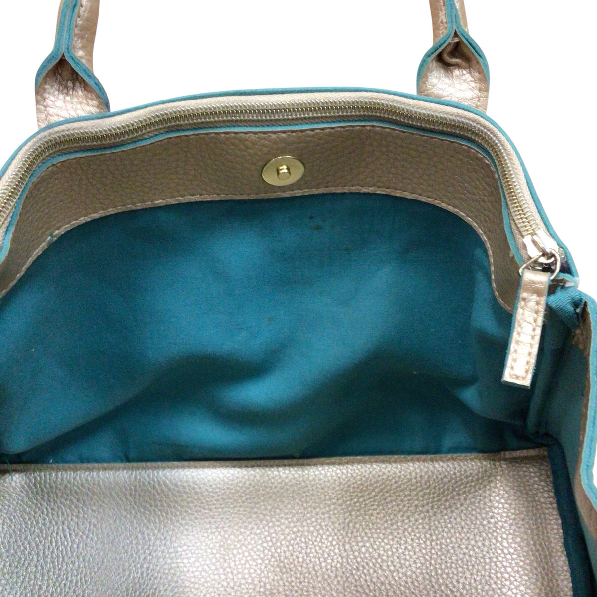 Kenneth Cole Reaction Metallic Gold & Teal Satchel Bag