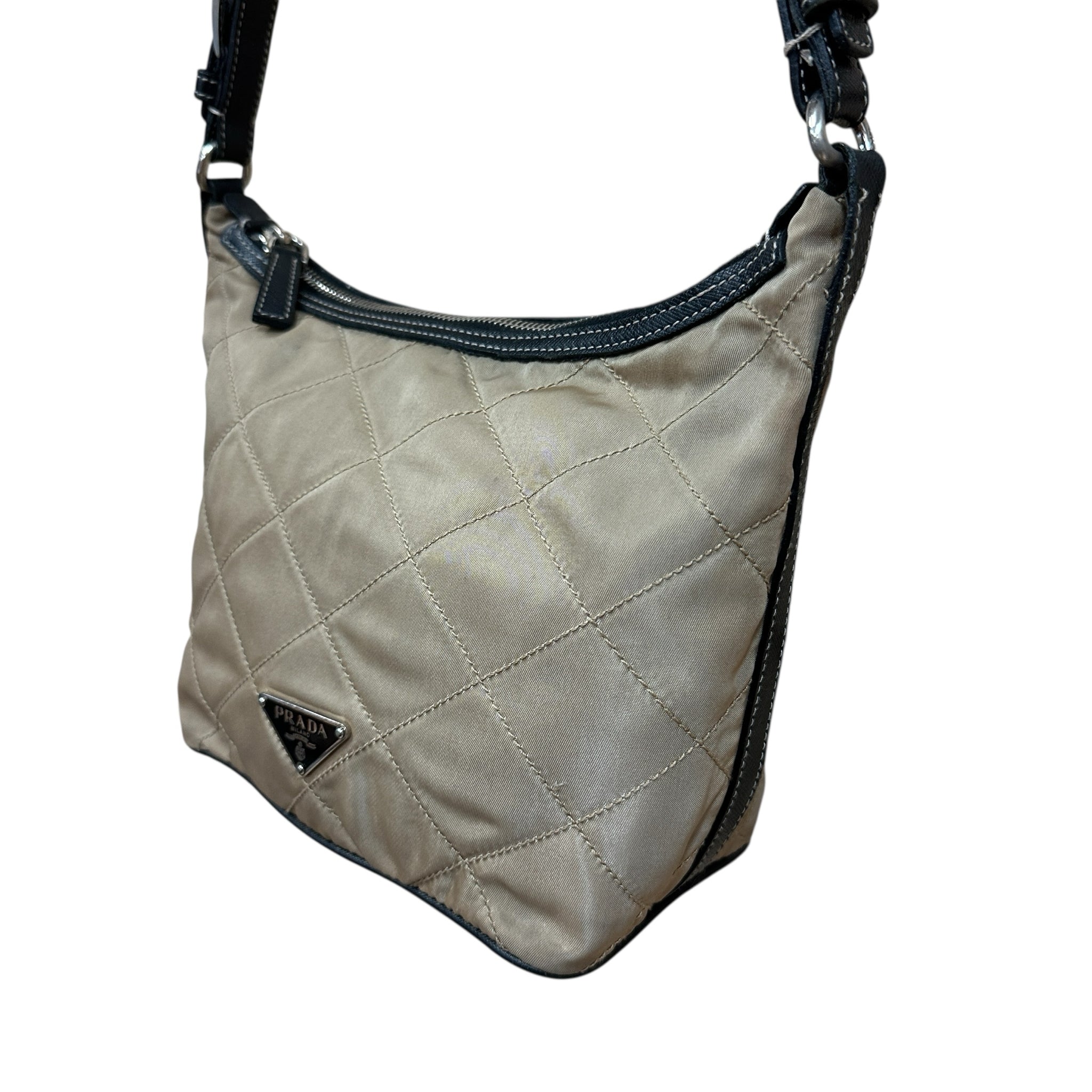 Prada Re-Nylon Quilted Shoulder Bag Tan