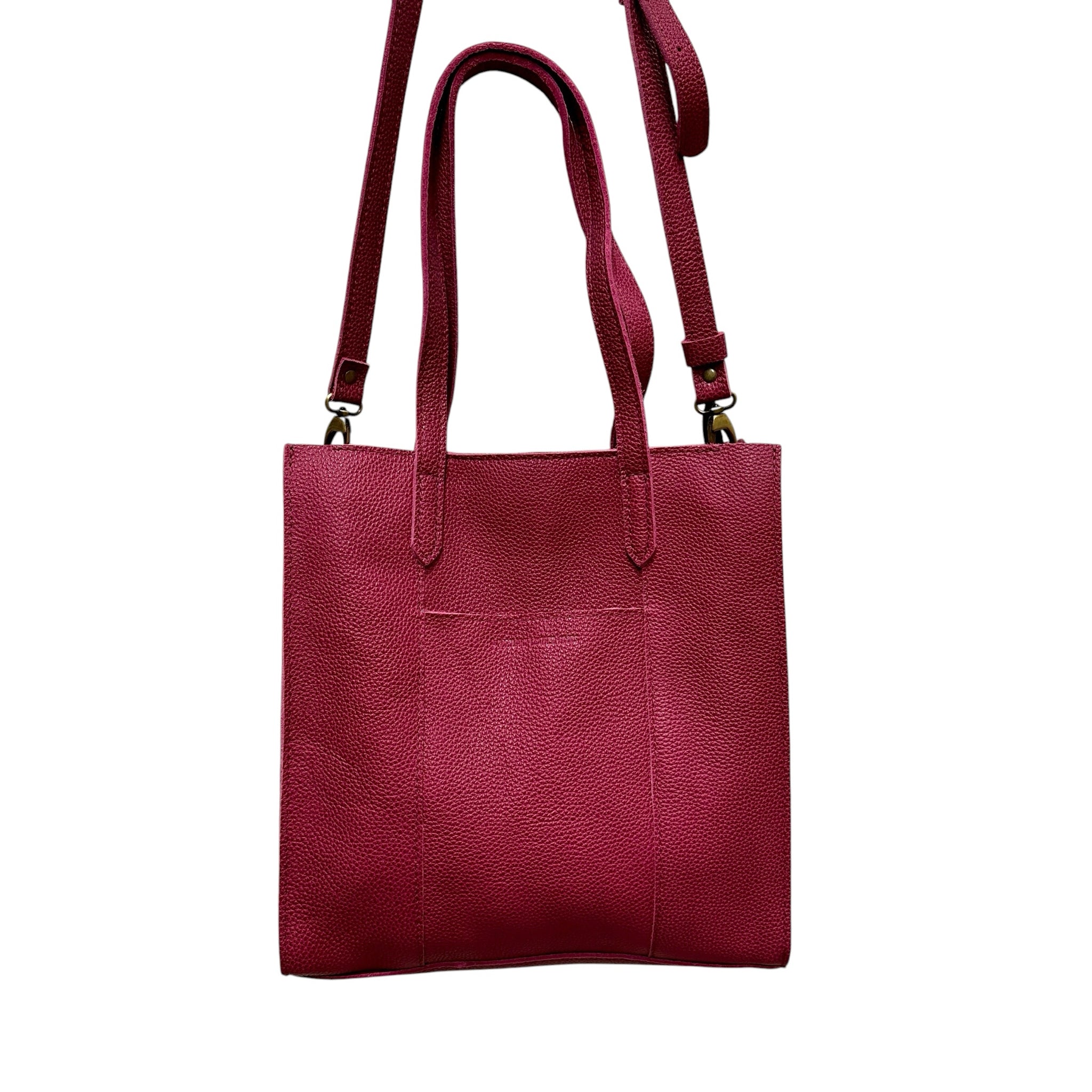 Portland Leather Raspberry Large Lola Zipper Crossbody Tote Bag