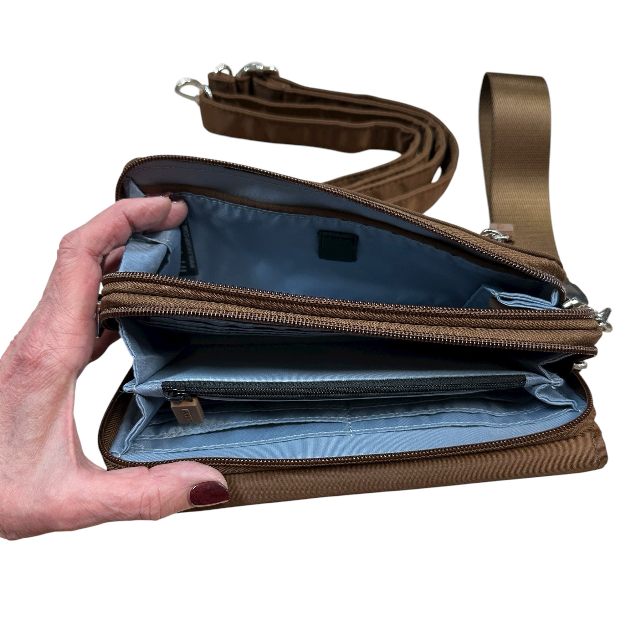 IHKWIP Brown Wallet Wristlet with Crossbody Strap