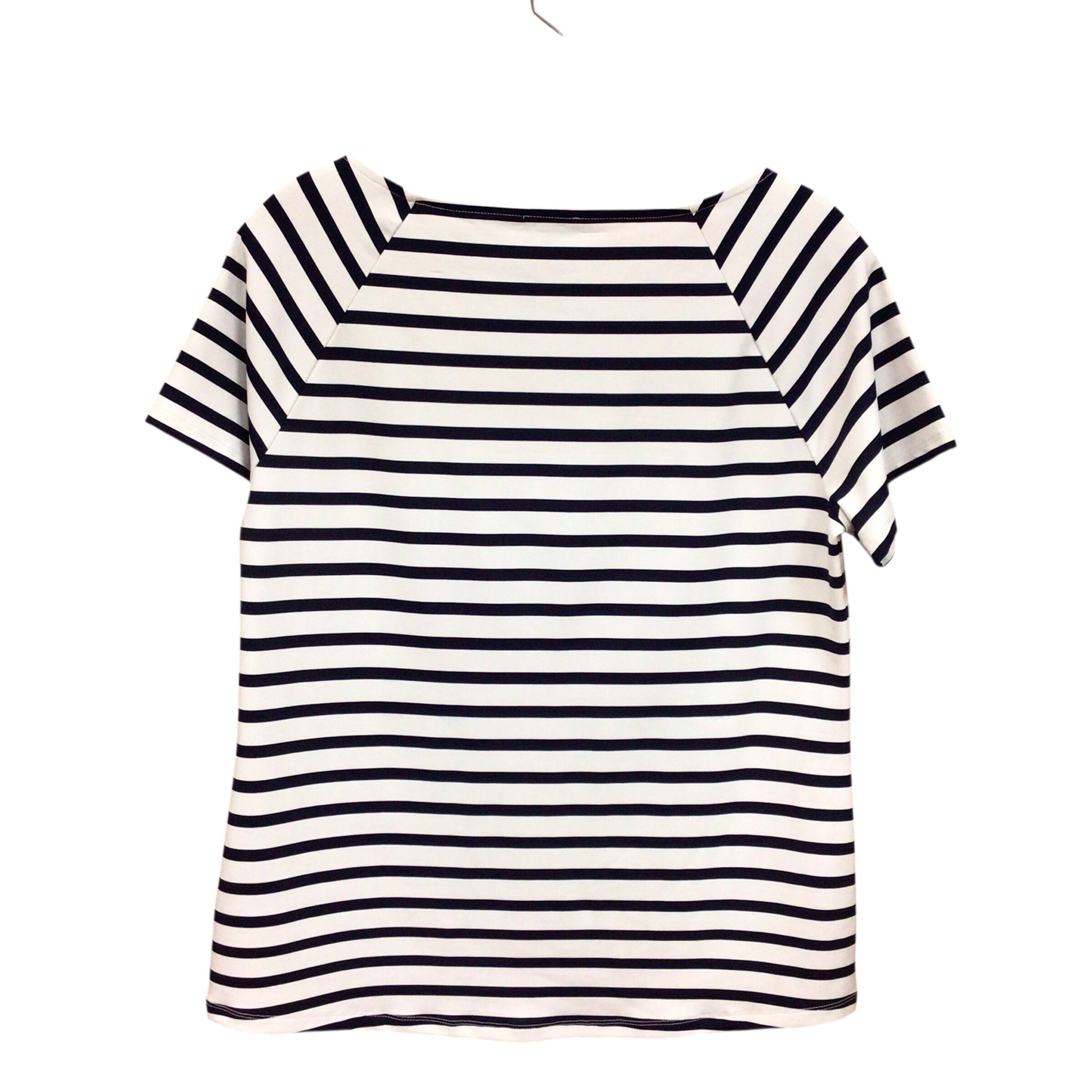 Talbots Navy & White Striped Short Sleeve Top Size Medium NWT