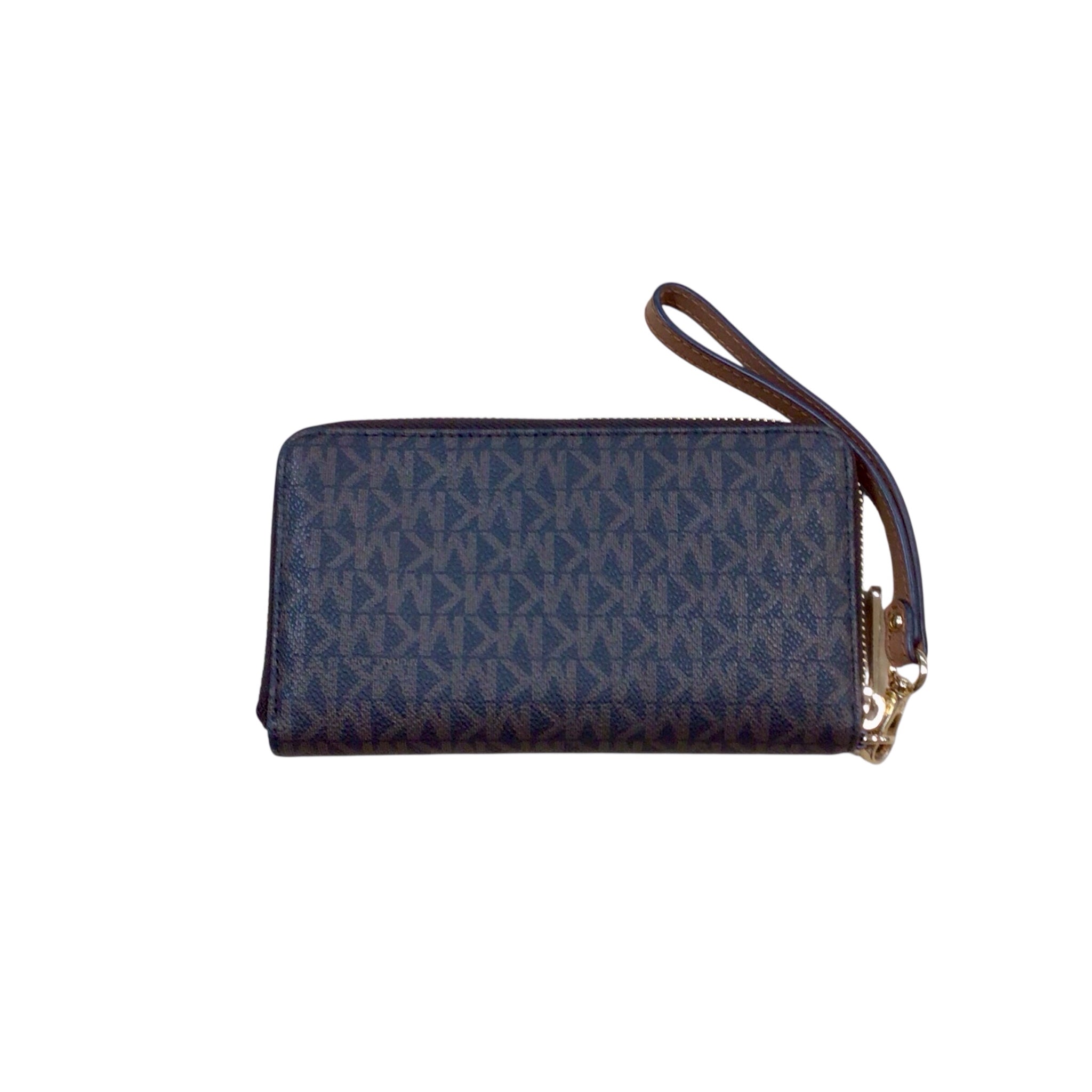 Michael Kors Brown Zip Around Signature Leather Wristlet Wallet