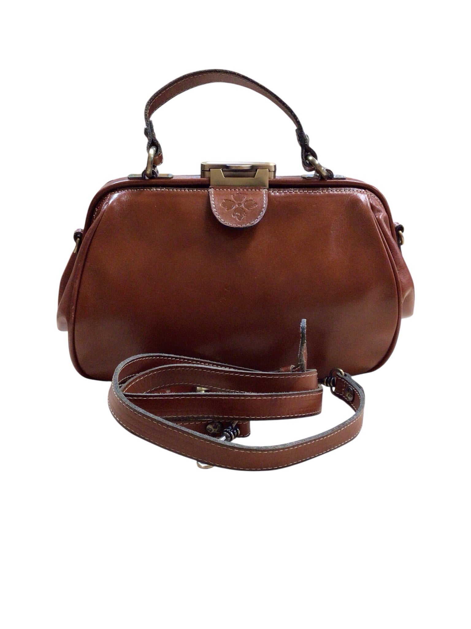 Patricia Nash "Gracchi" Brown Leather Satchel Crossbody Bag