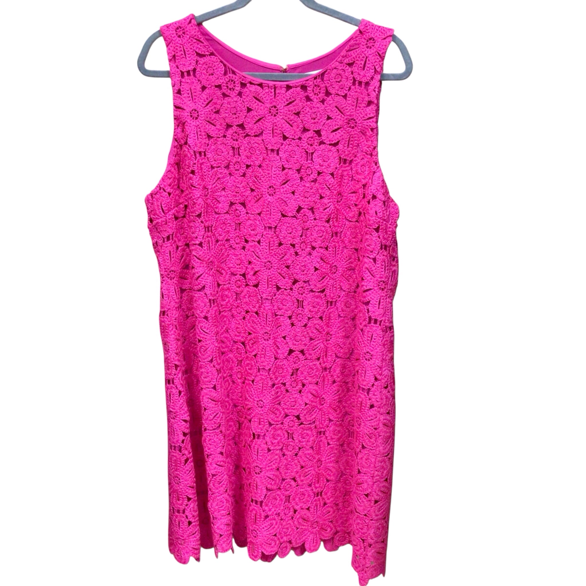 Lilly Pulitzer Hot Pink Marquette Crochet Shift Dress Size XL