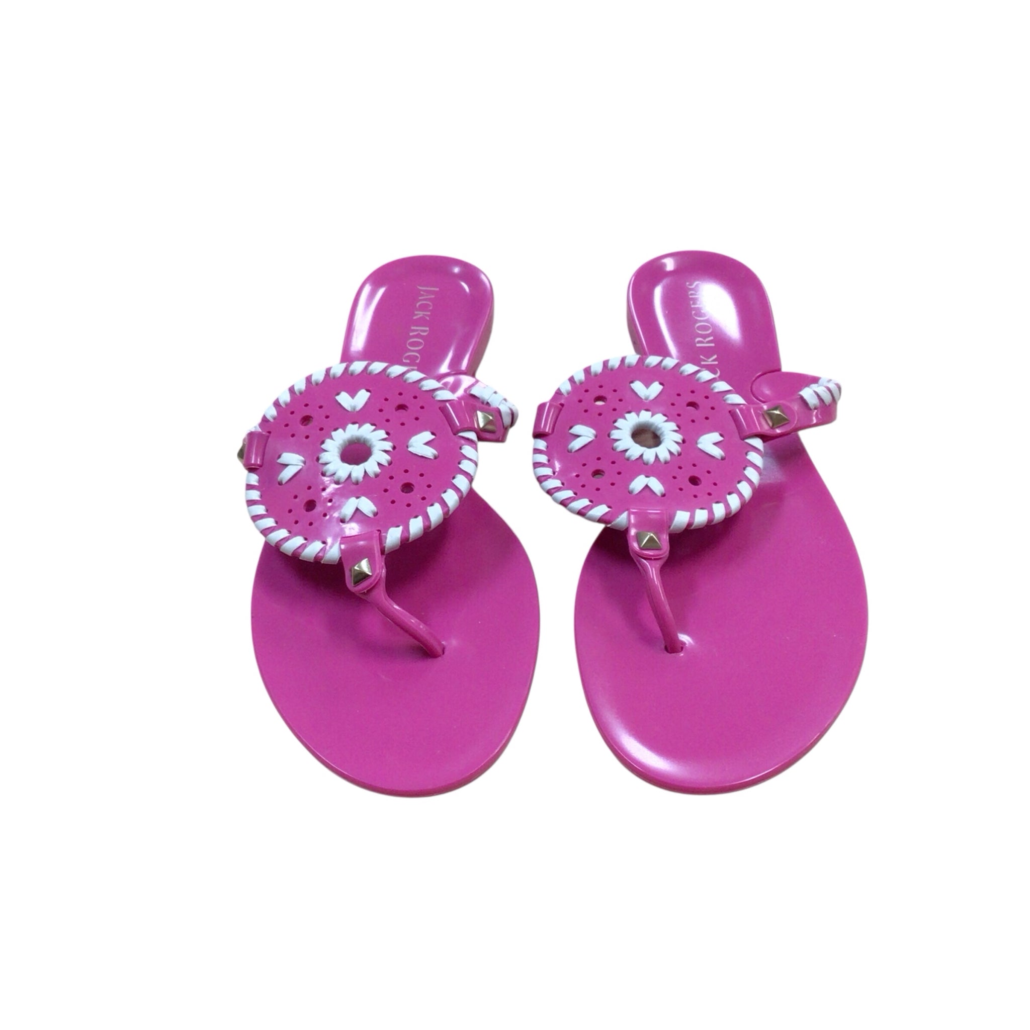 Jack Rogers Georgica Jelly Pink & White Sandals Size 8