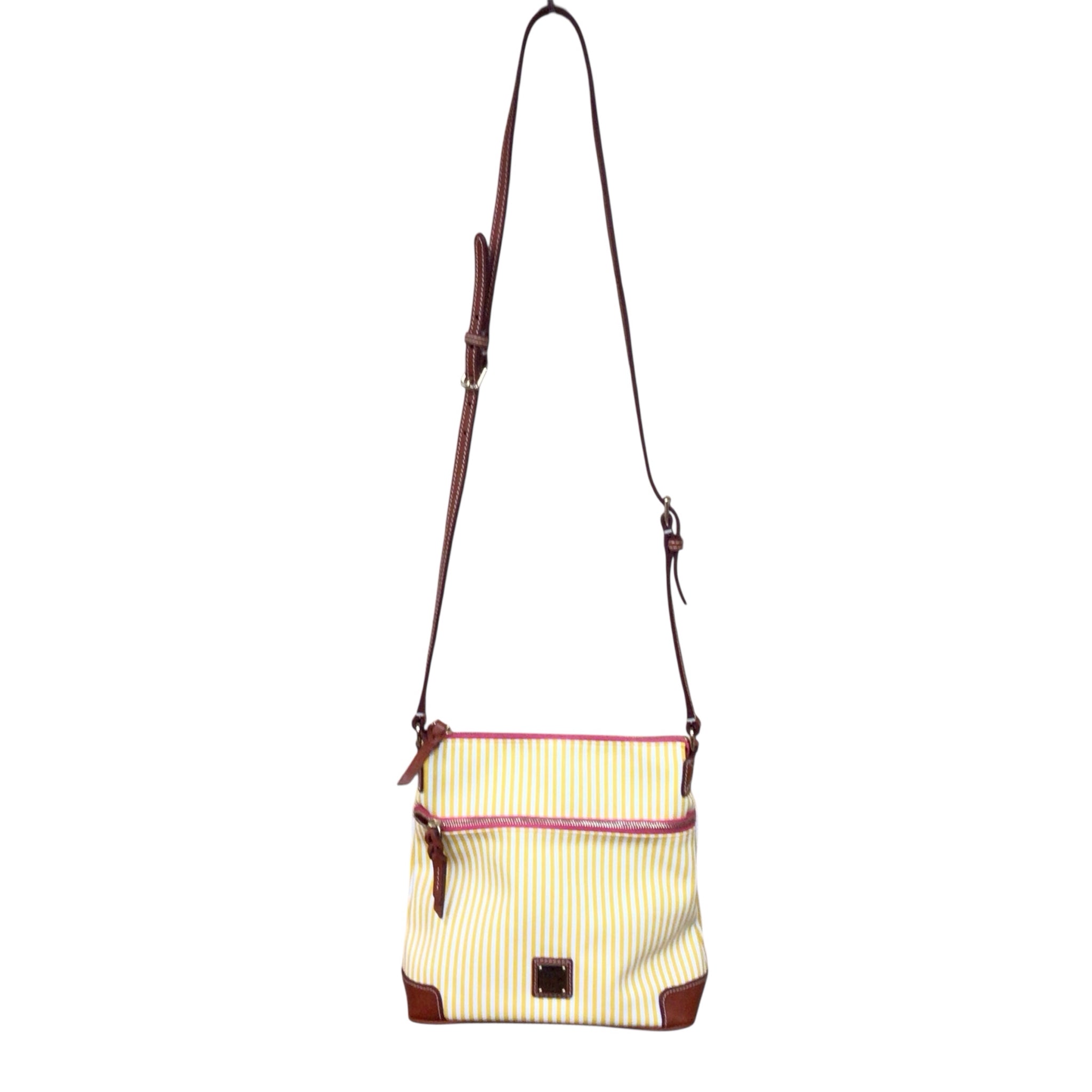 Dooney & Bourke Yellow & White Striped Shoulder Crossbody Bag