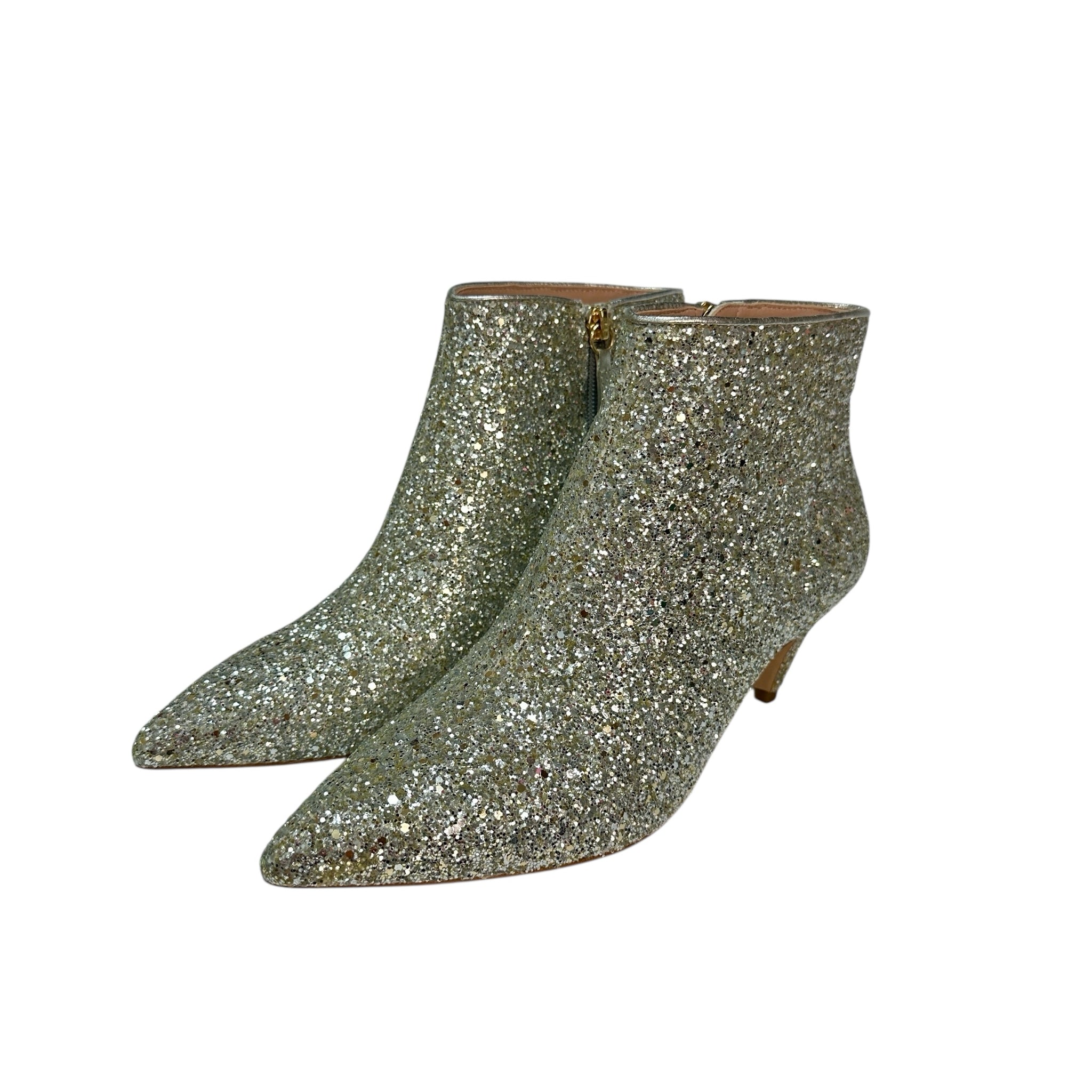 Kate Spade Women's Stan Kitten Heel Glitter Booties Silver Size 8 M