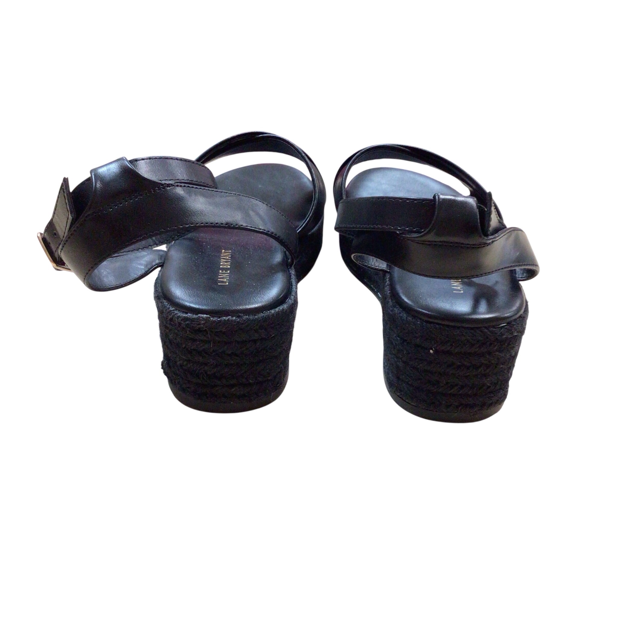 Lane Bryant Black Wedge Sandals Size 10W